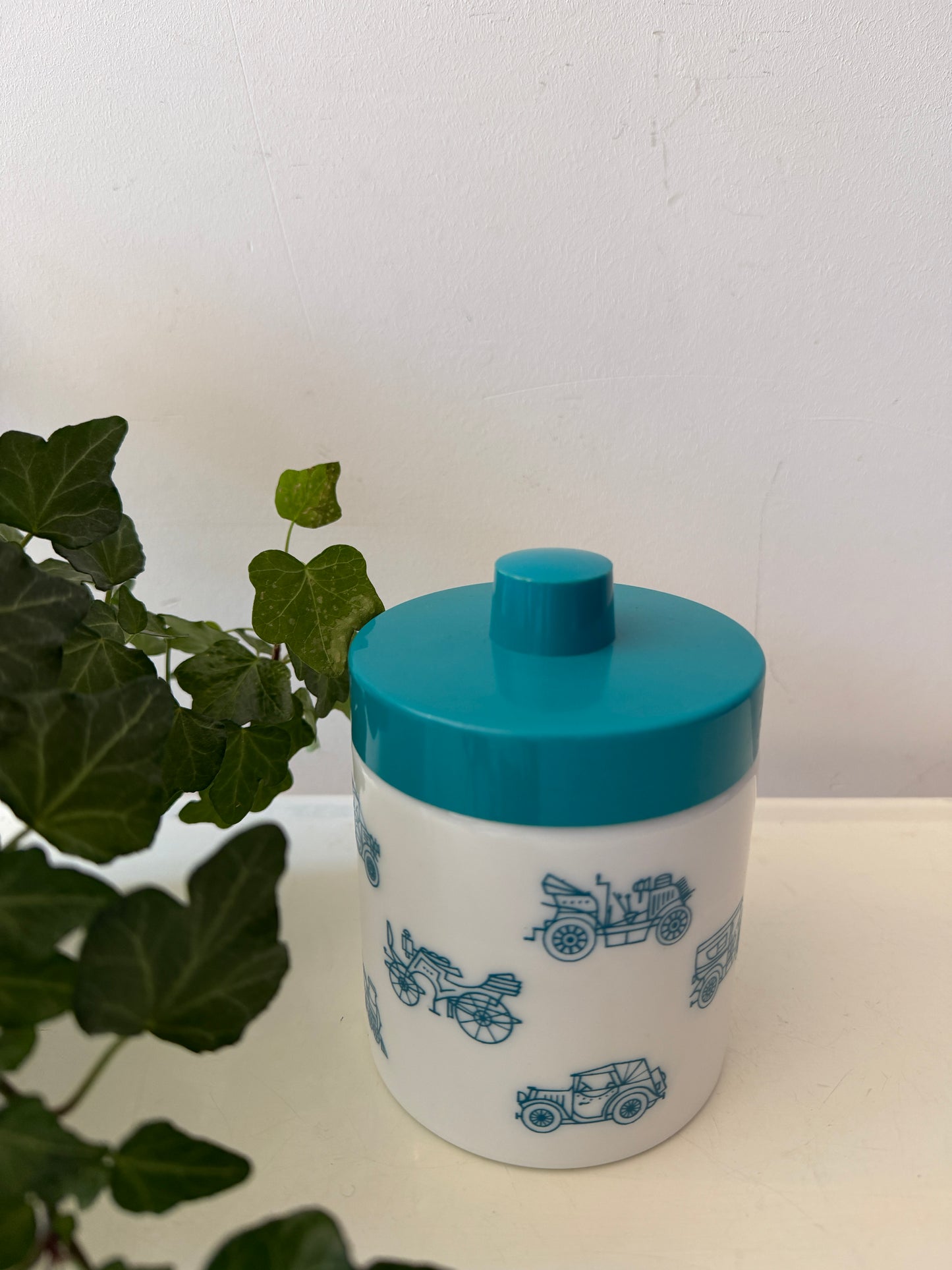 Voorraadpot met old timer print jaren 60