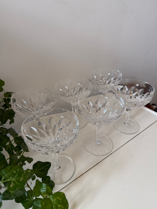 Set van 6 kristallen coupe champagne glazen
