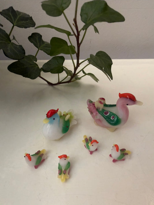 Murano glazen letterbak beeldjes eendjes