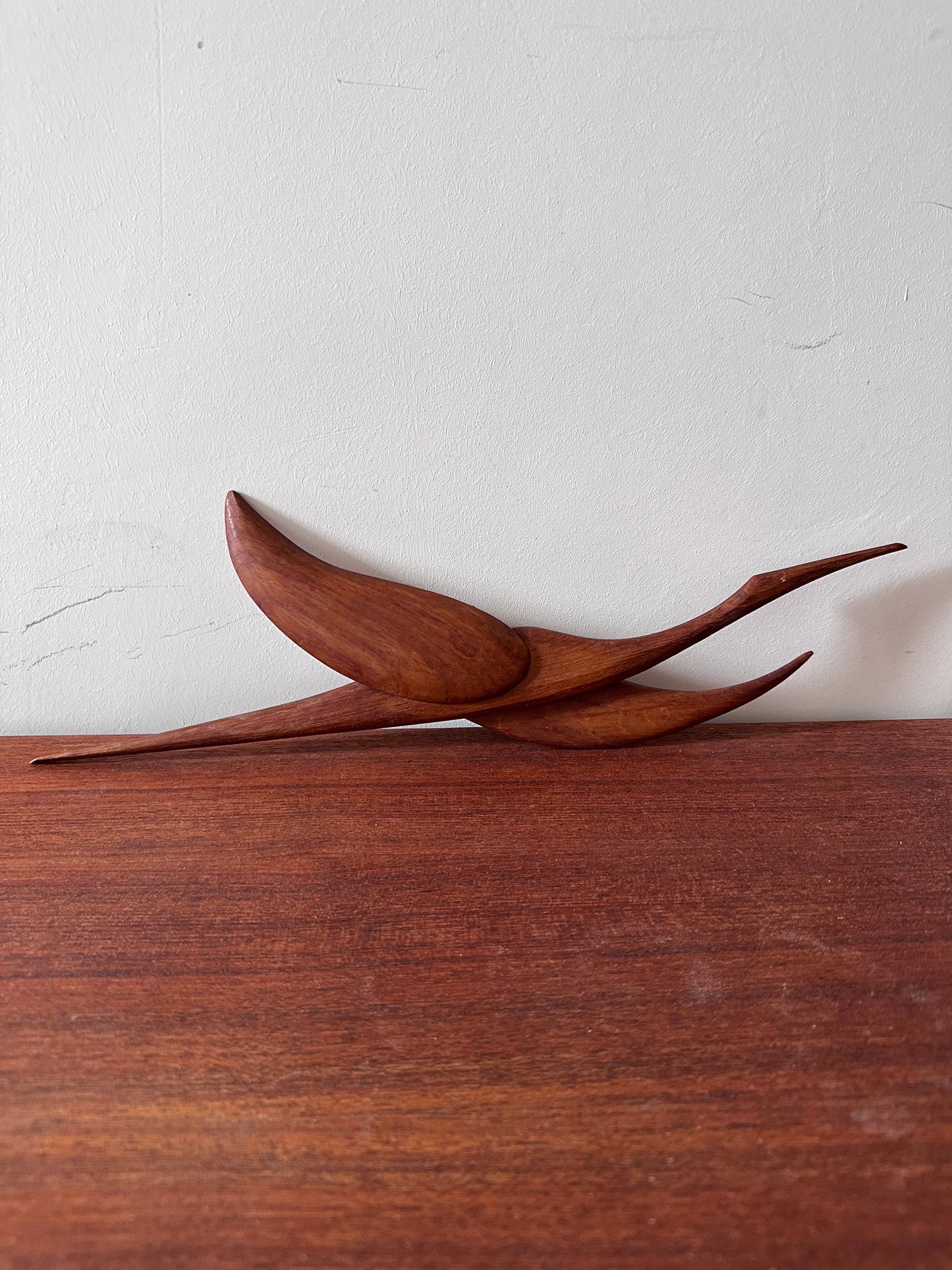 Mid Century teak houten wandvogel