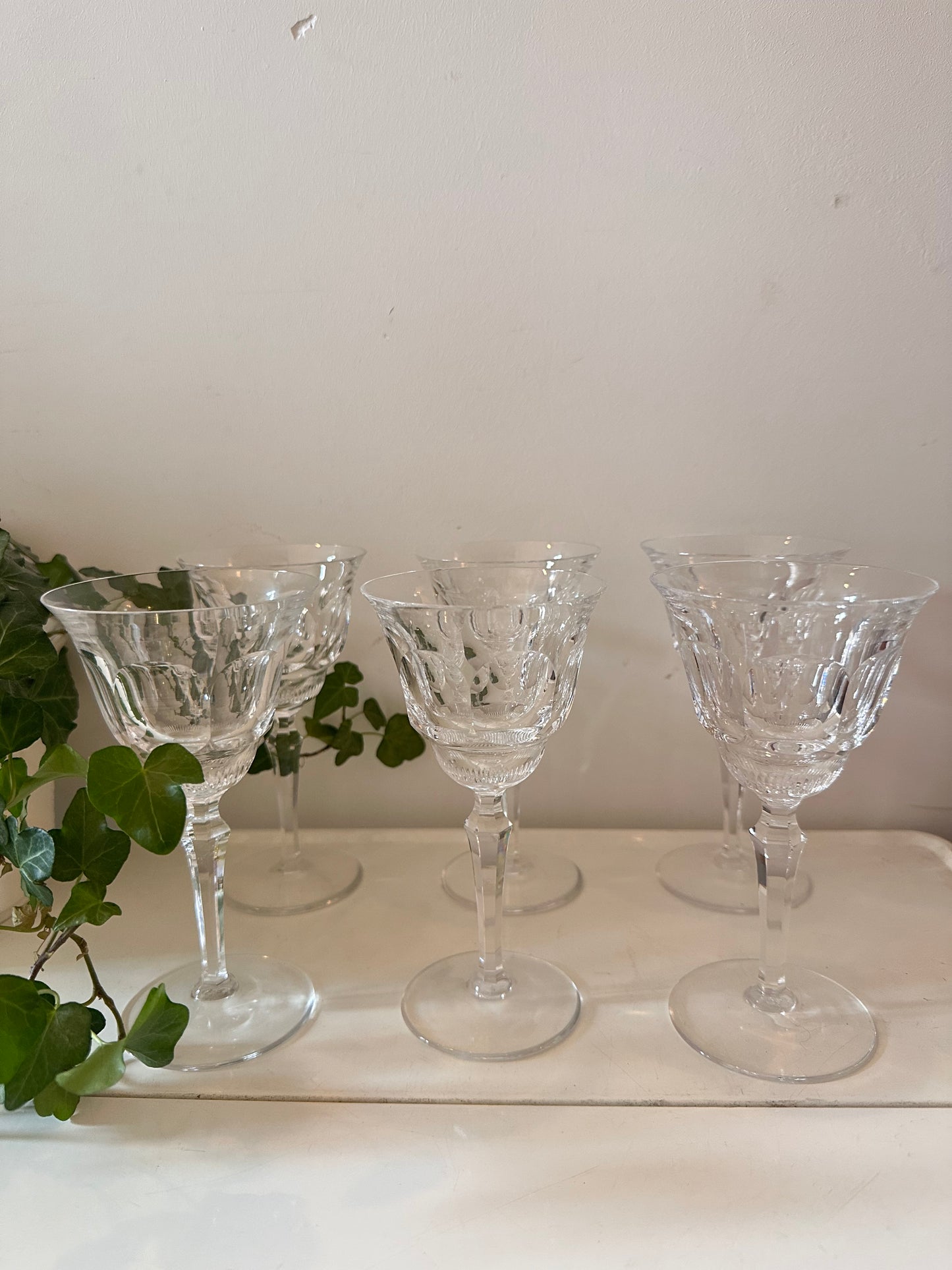 Set van 6 kristallen wijnglazen