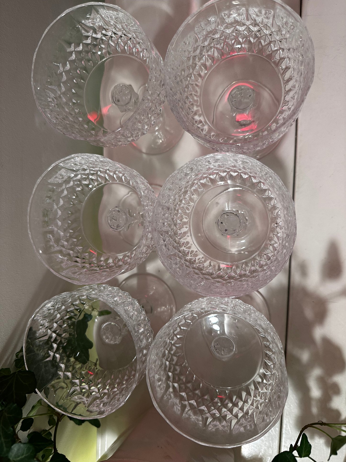 6 vintage kristallen coupe champagne glazen