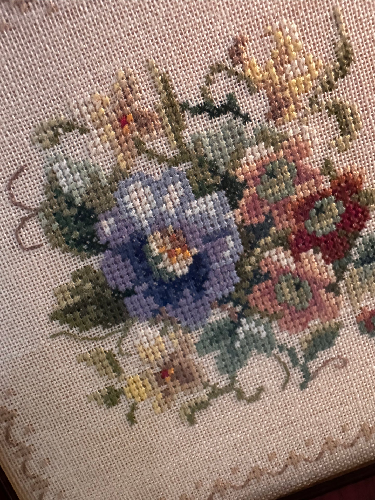 Vintage borduurwerkje in lijstje