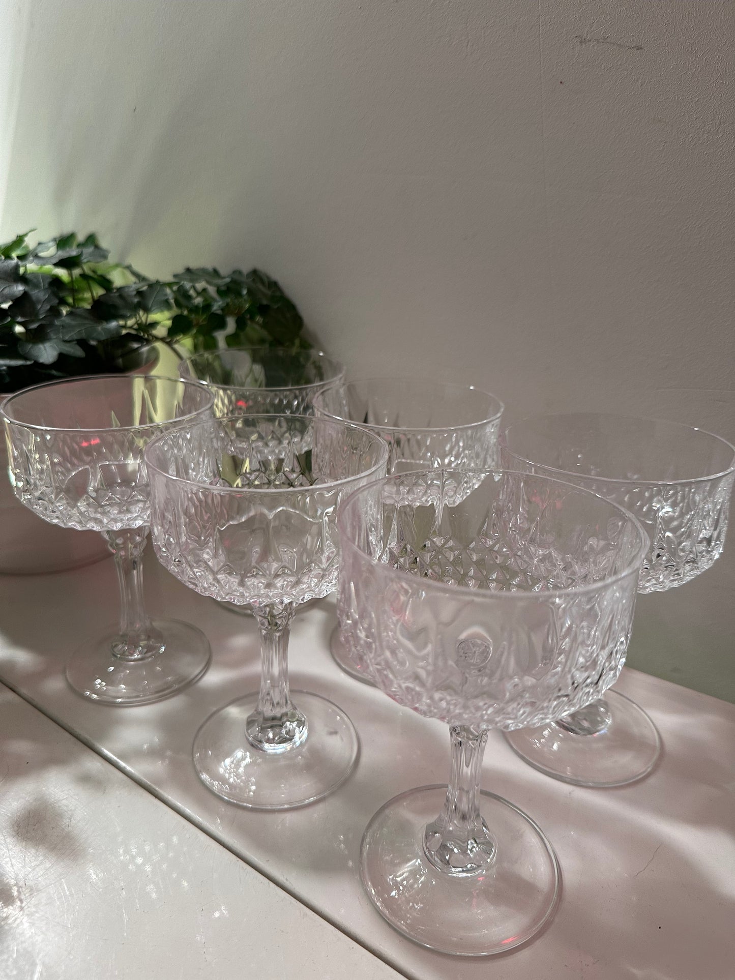 6 vintage kristallen coupe champagne glazen