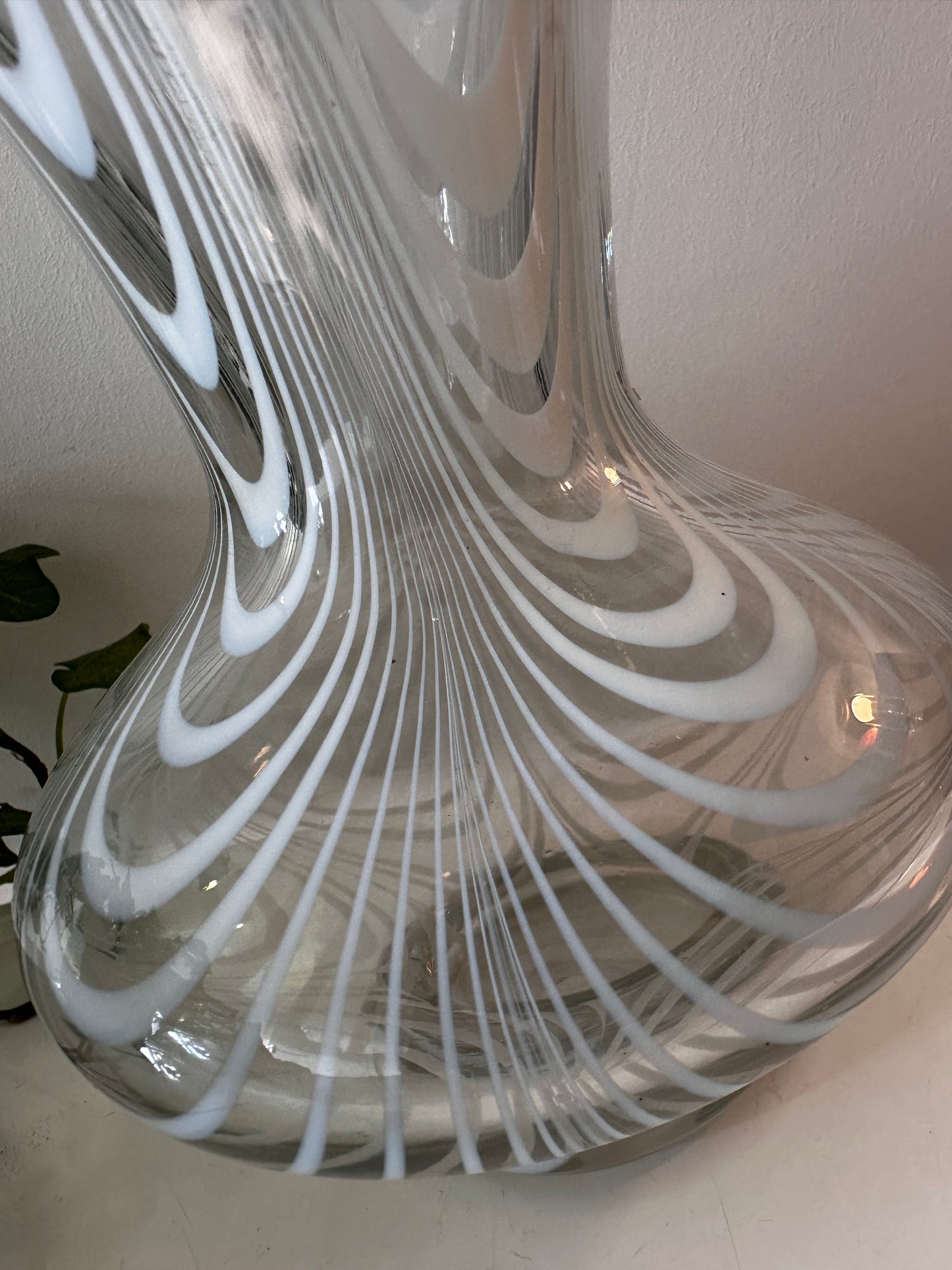 Murano glazen vintage vaas transparant wit