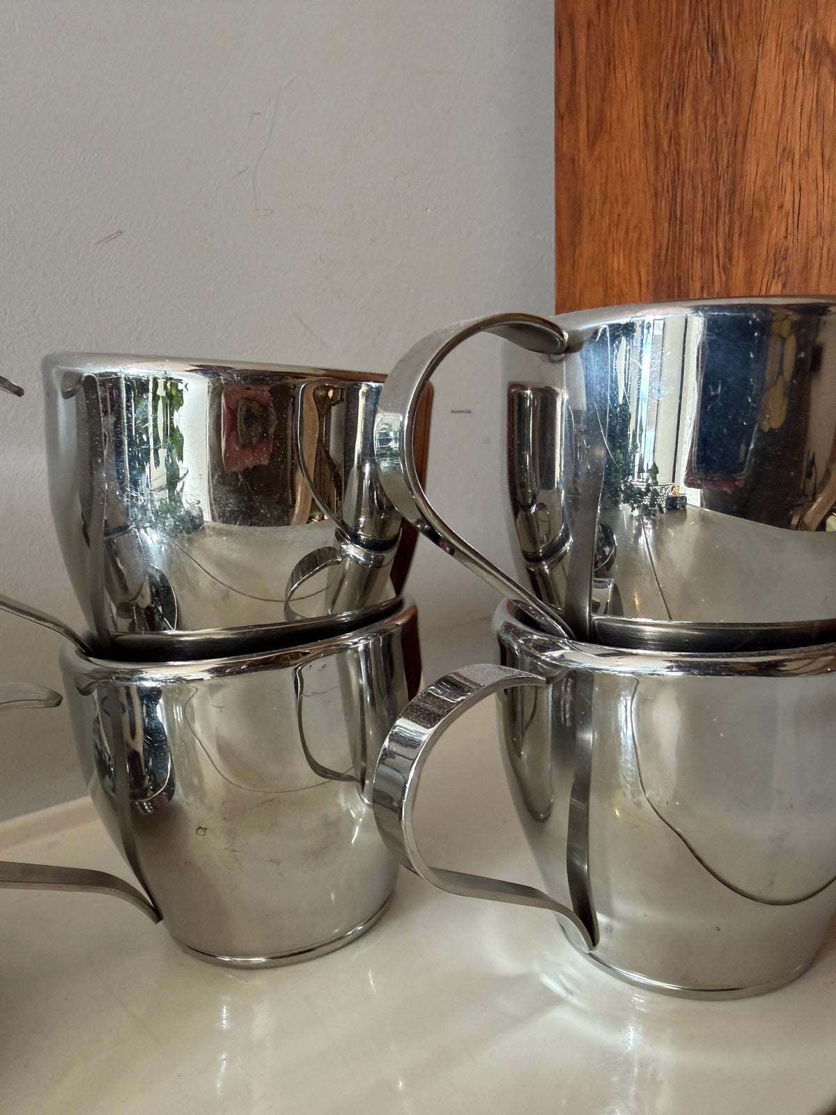 Set van 6 chrome kop en schotels