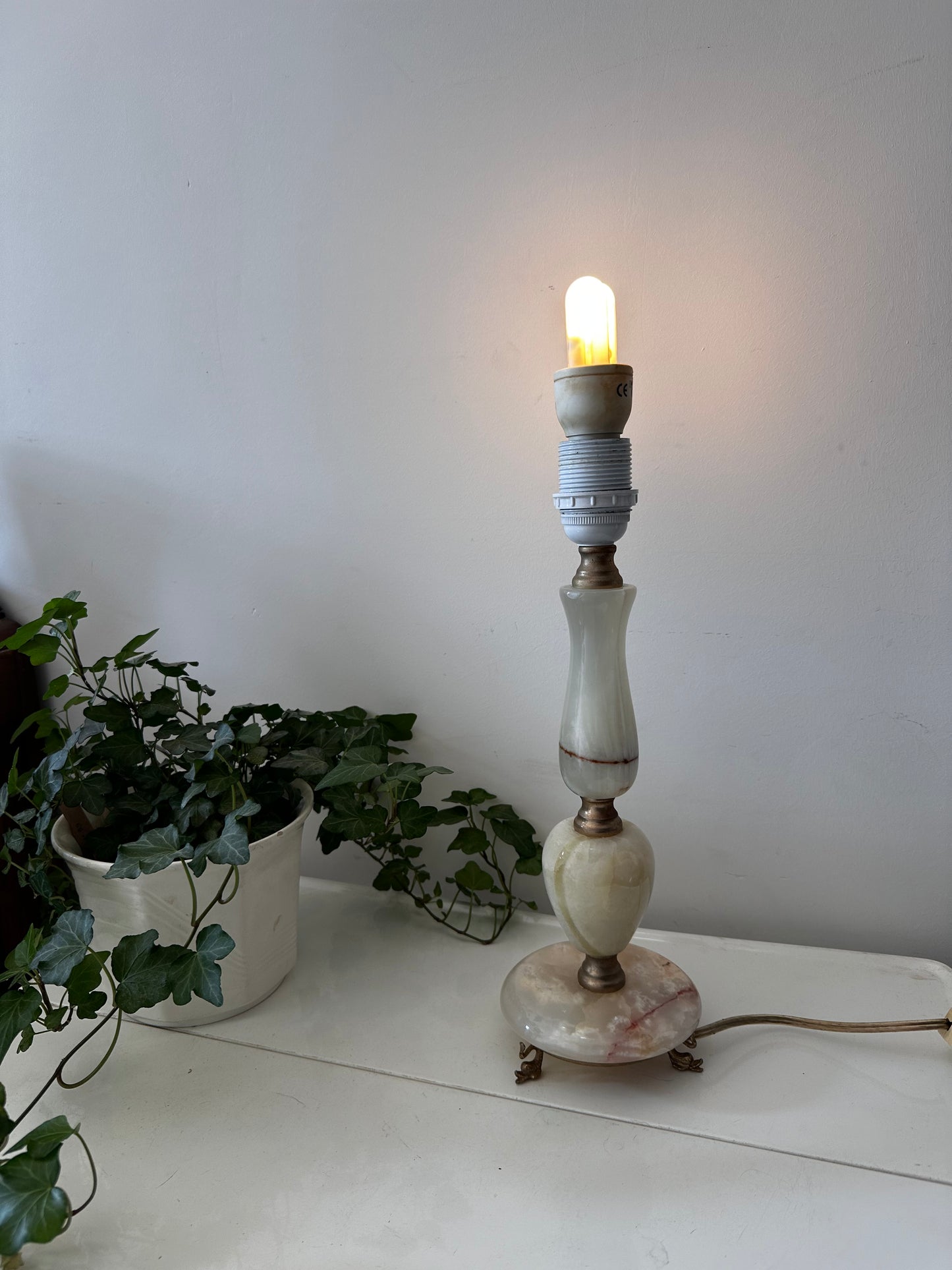 Marmeren/Onxy lamp met messing details vintage