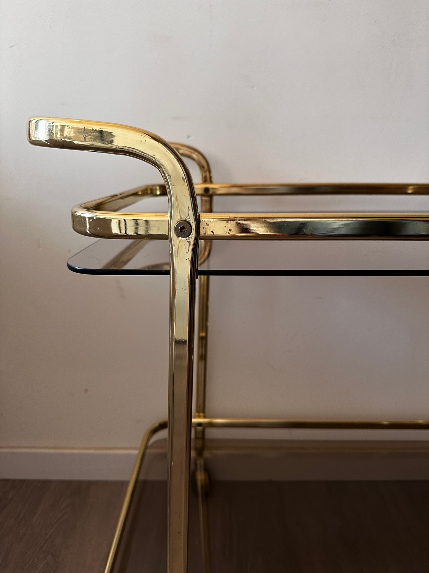 Hollywood Regency Messing serveerwagen