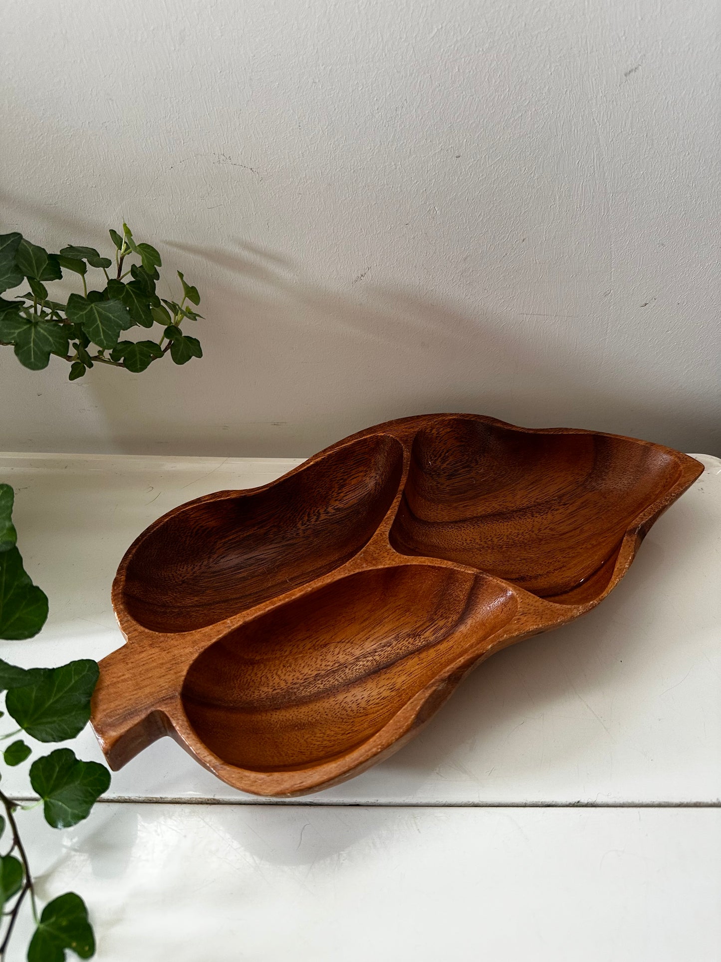 3 vaks teak houten schaal