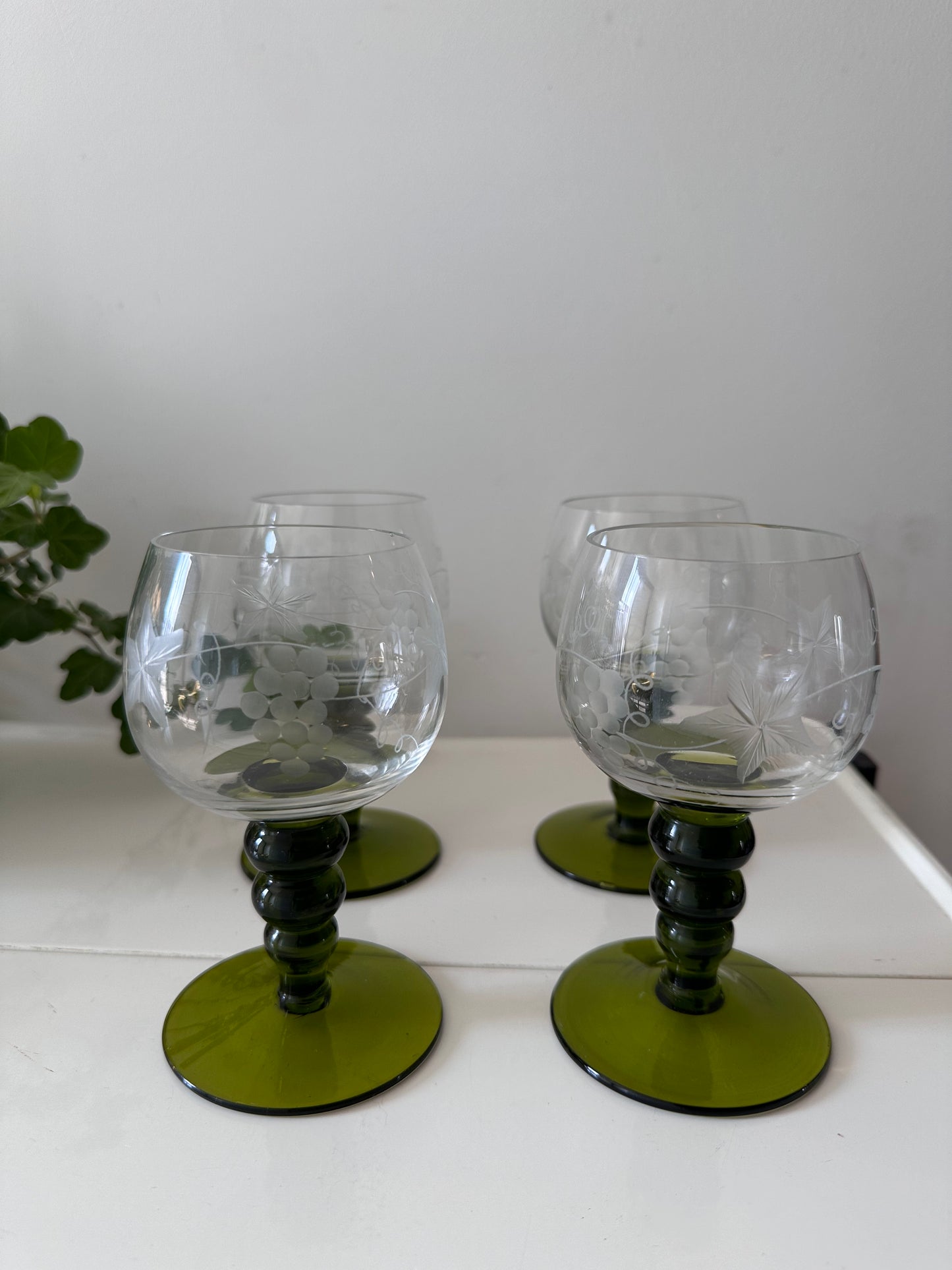 Set van 4 Duitse wijnglazen vintage