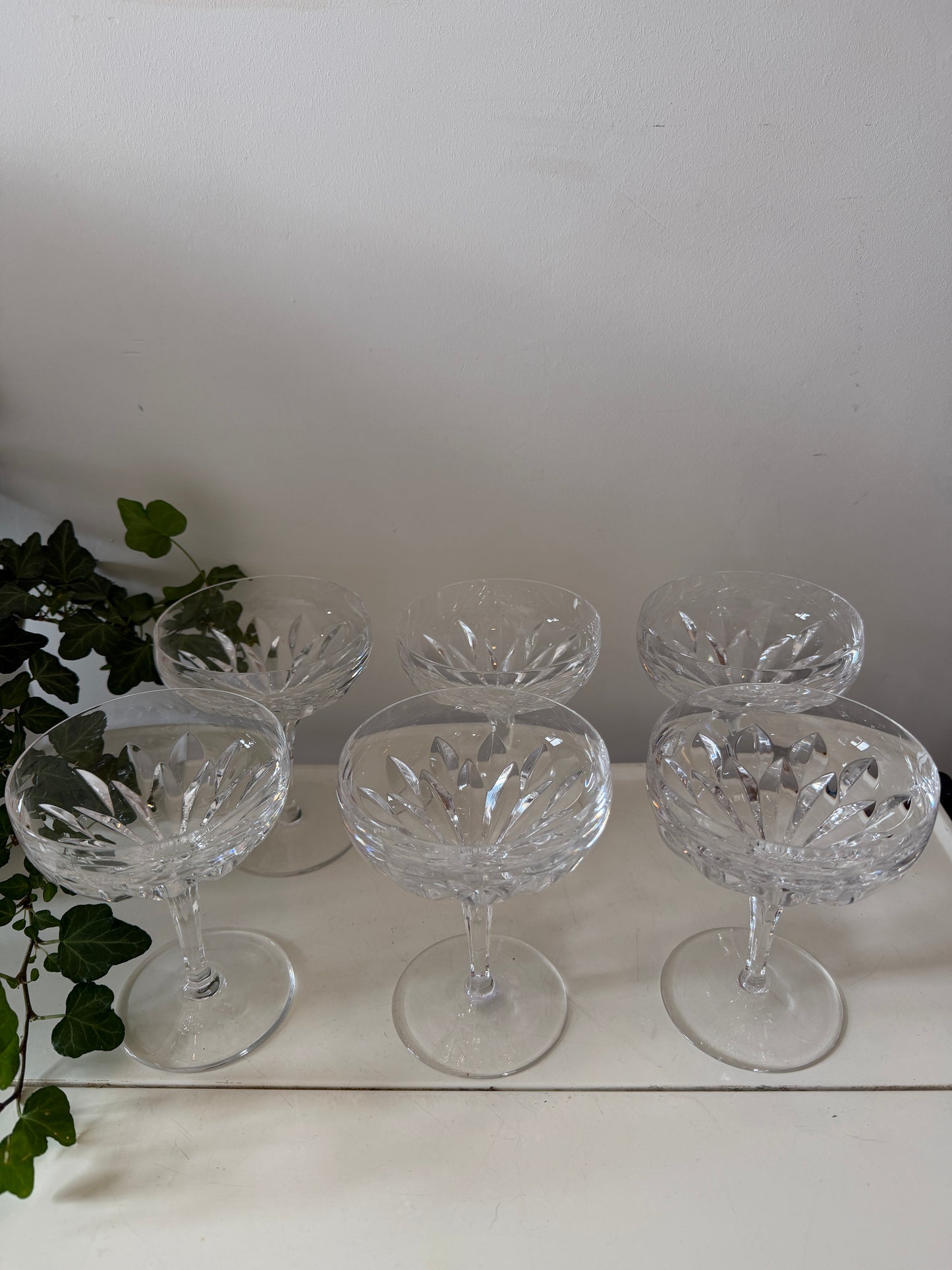 Set van 6 kristallen coupe champagne glazen