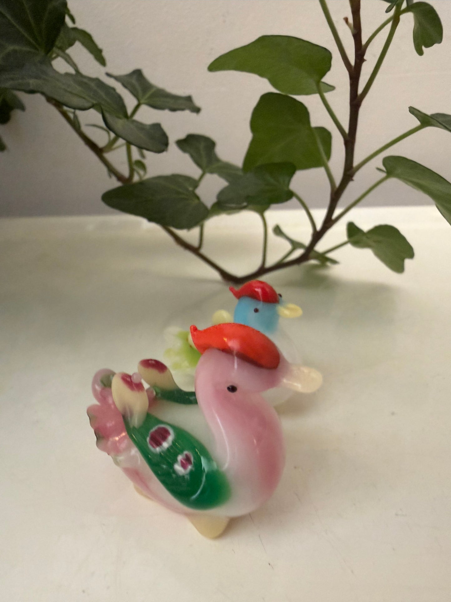 Murano glazen letterbak beeldjes eendjes