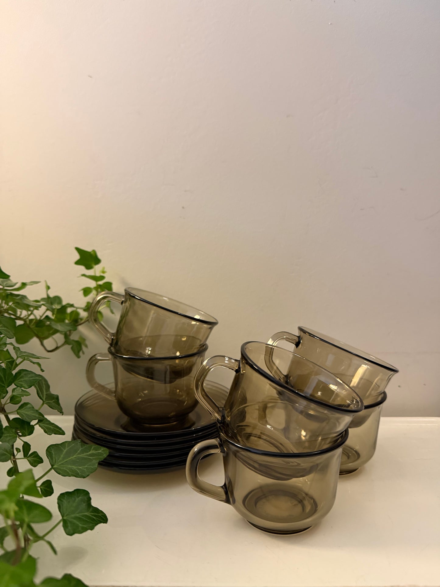 Set van 6 Arcoroc kop en schotels