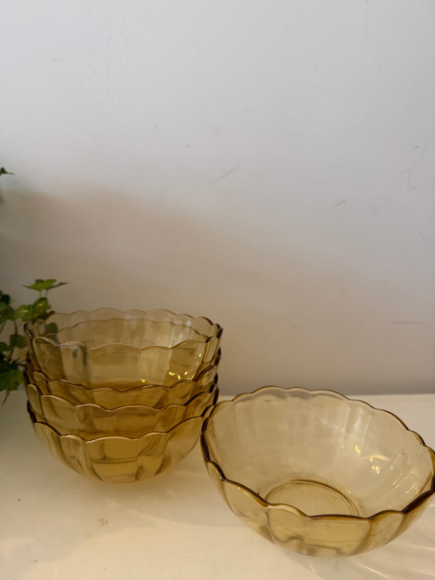 Set van 5 vintage persglazen schaaltjes