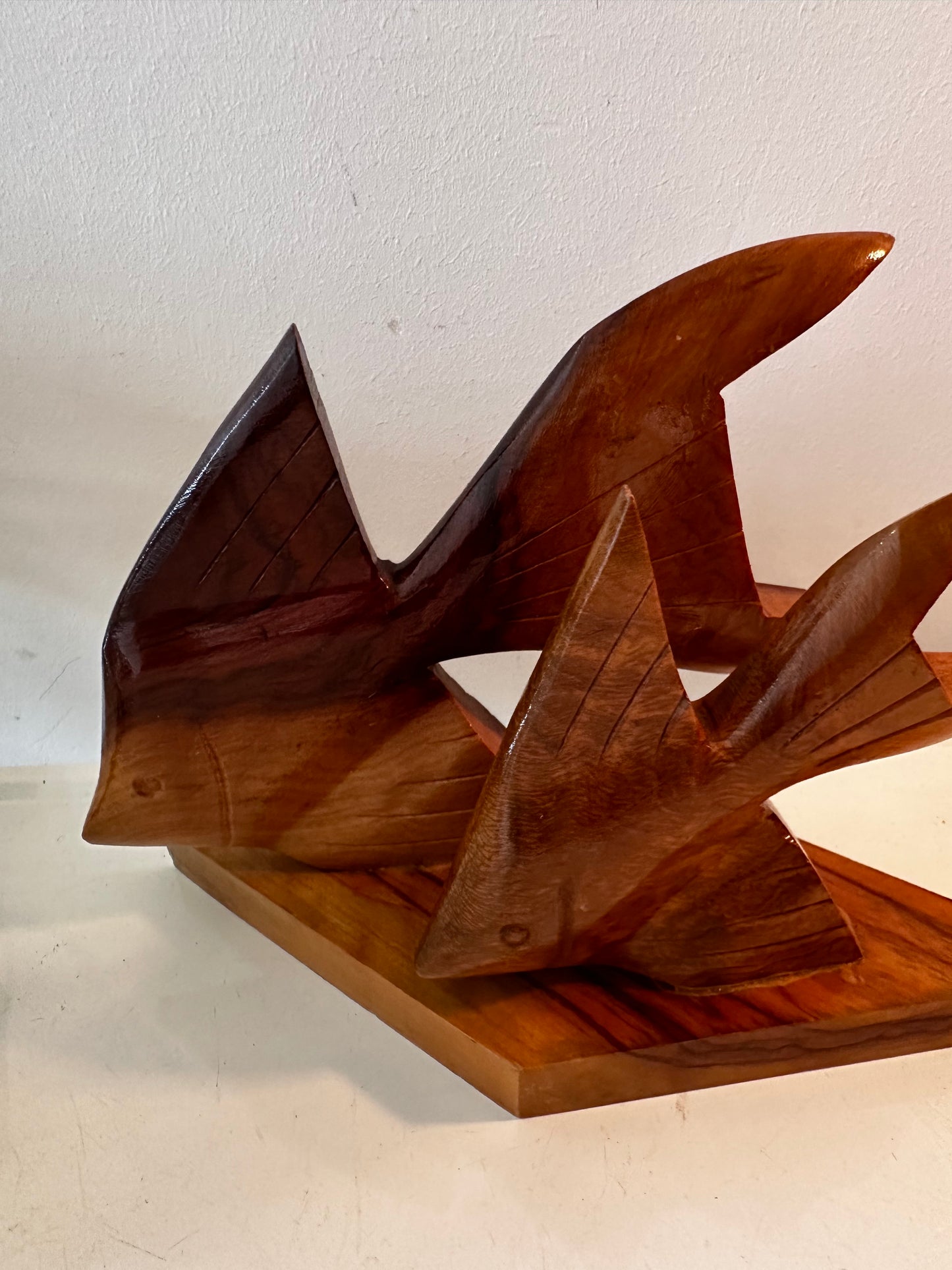 Beeldje houten vissen vintage jaren 60