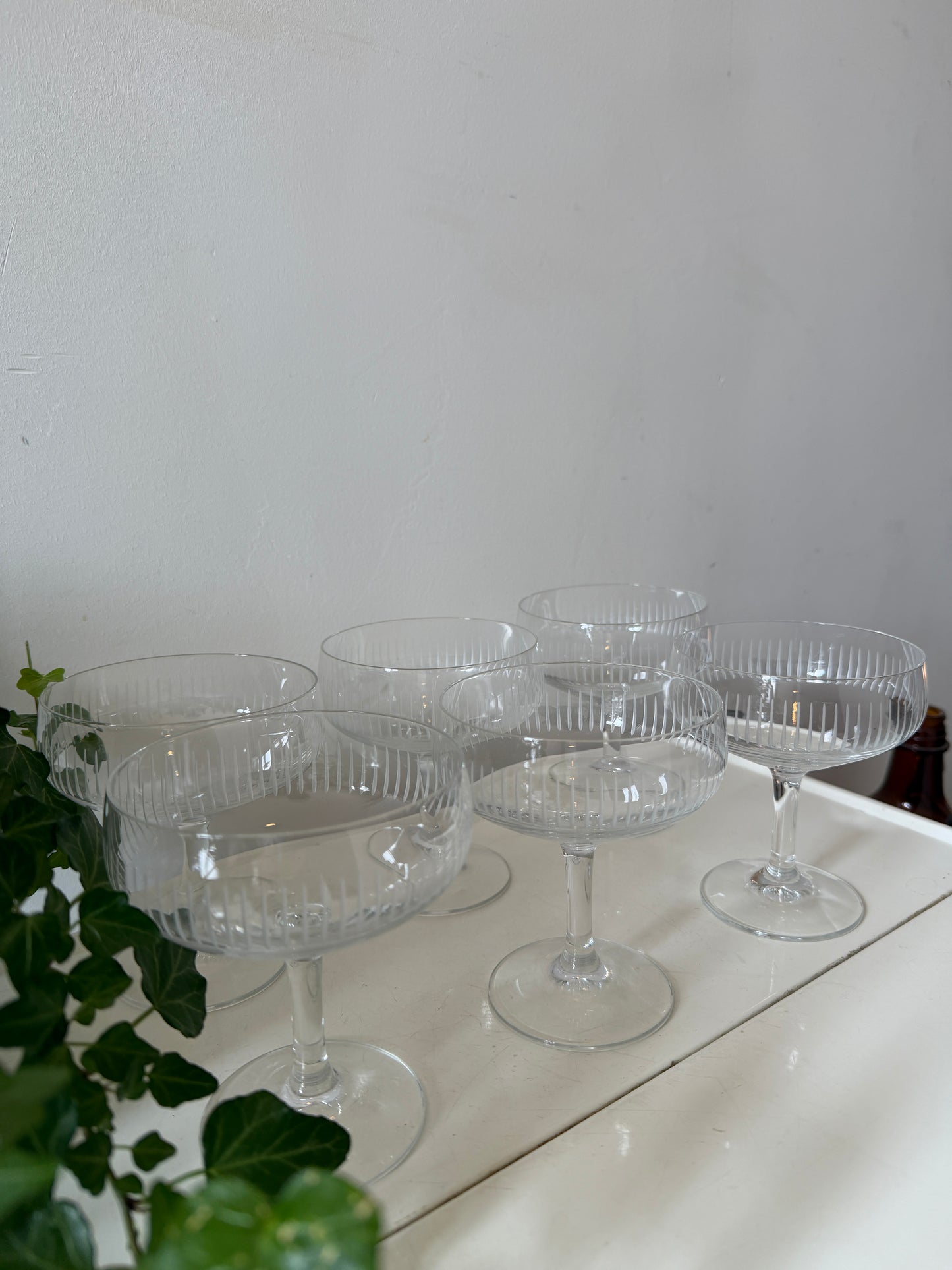 Set van 6 kristallen coupe champagne glazen