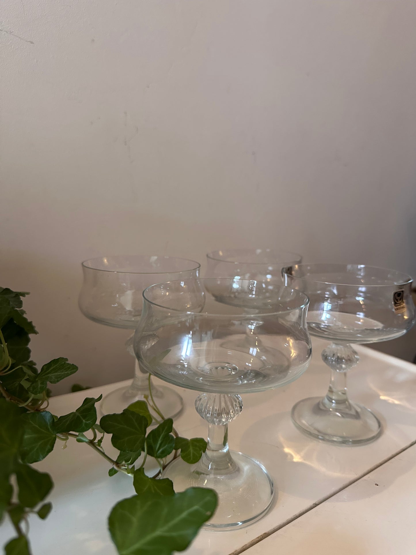 Set van 4 kristallen coupe champagne glazen