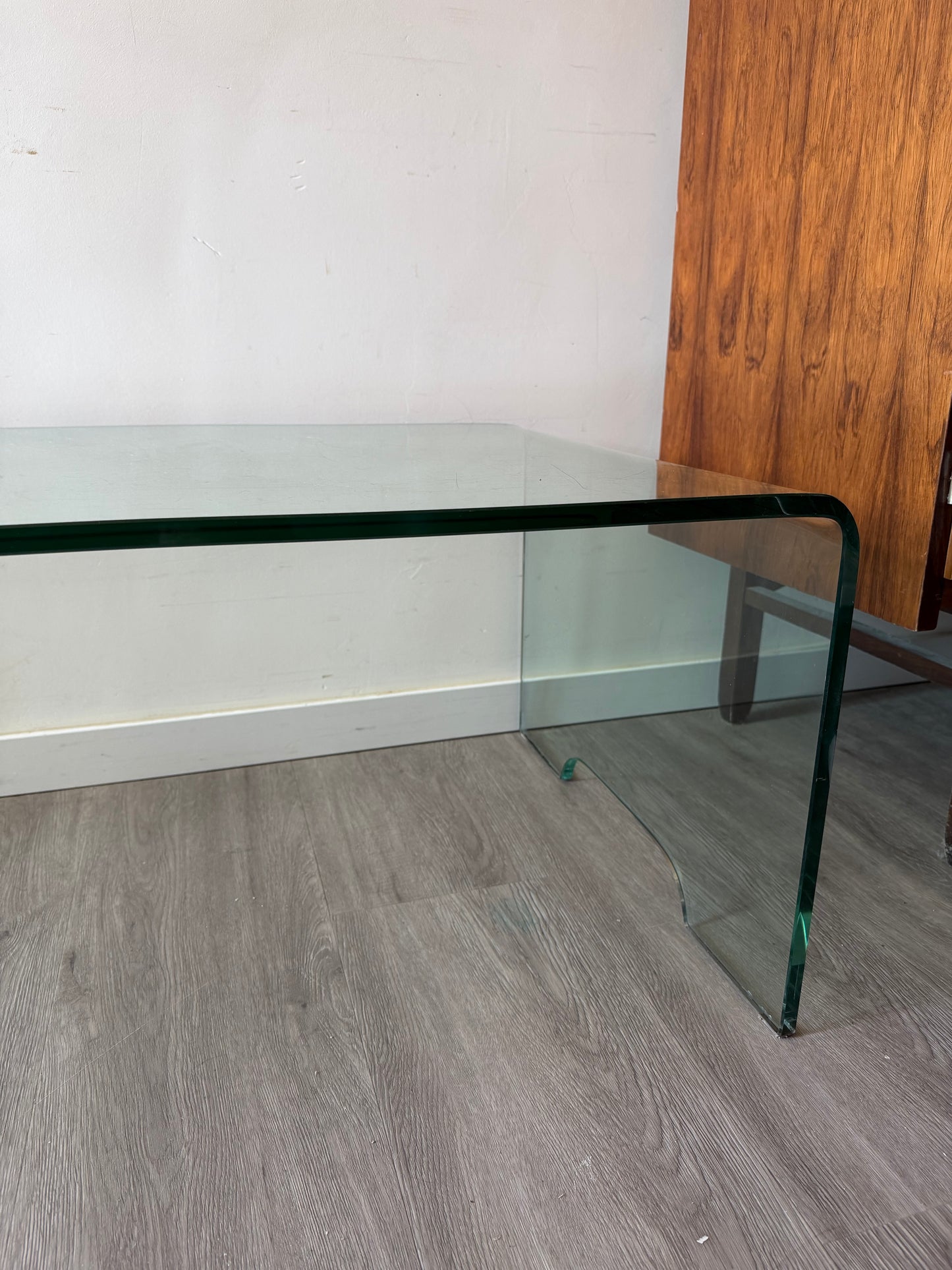 Italiaans design minimalistische glazen waterval salontafel