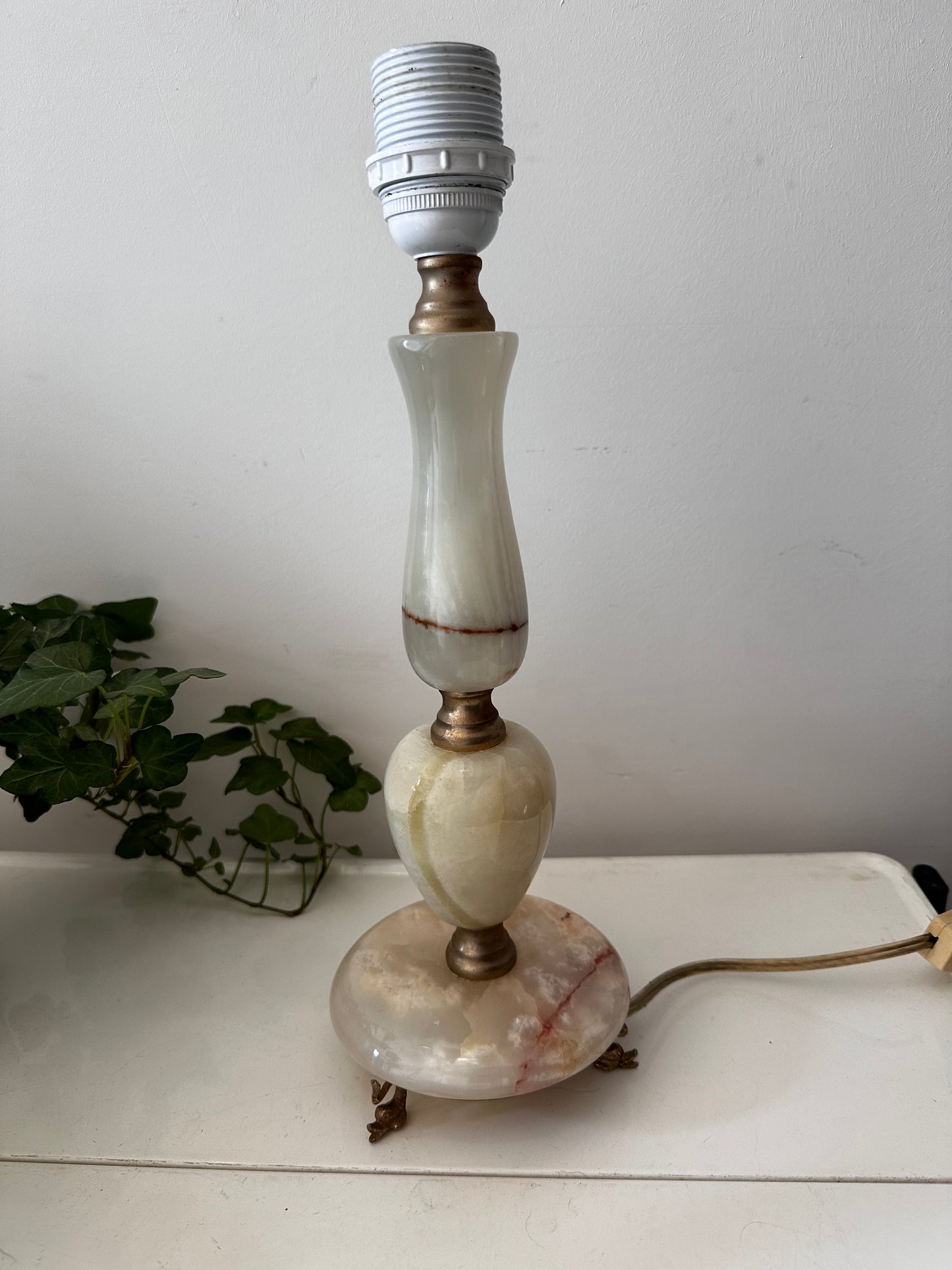 Marmeren/Onxy lamp met messing details vintage