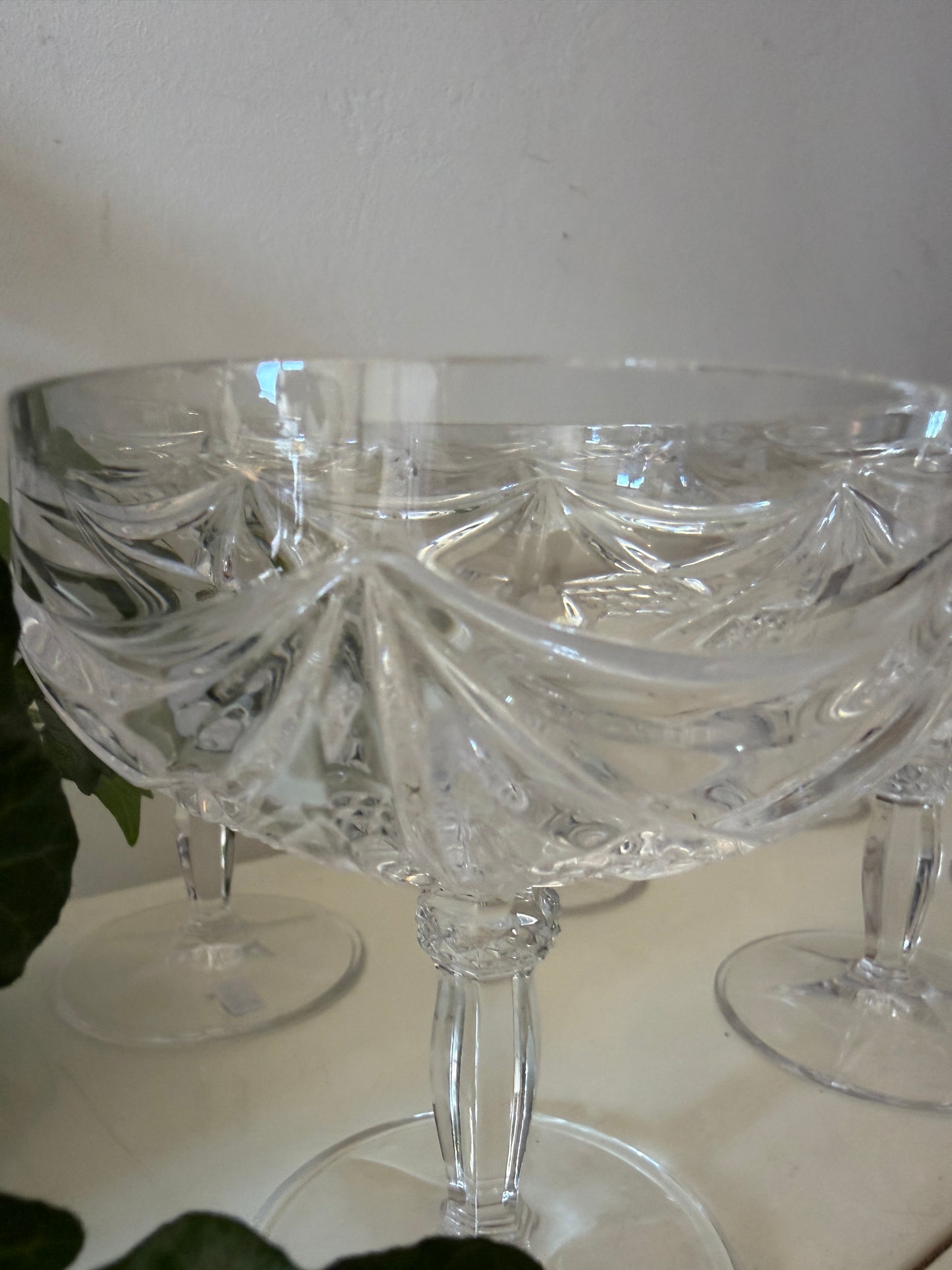 Set van 6 kristallen coupe glazen