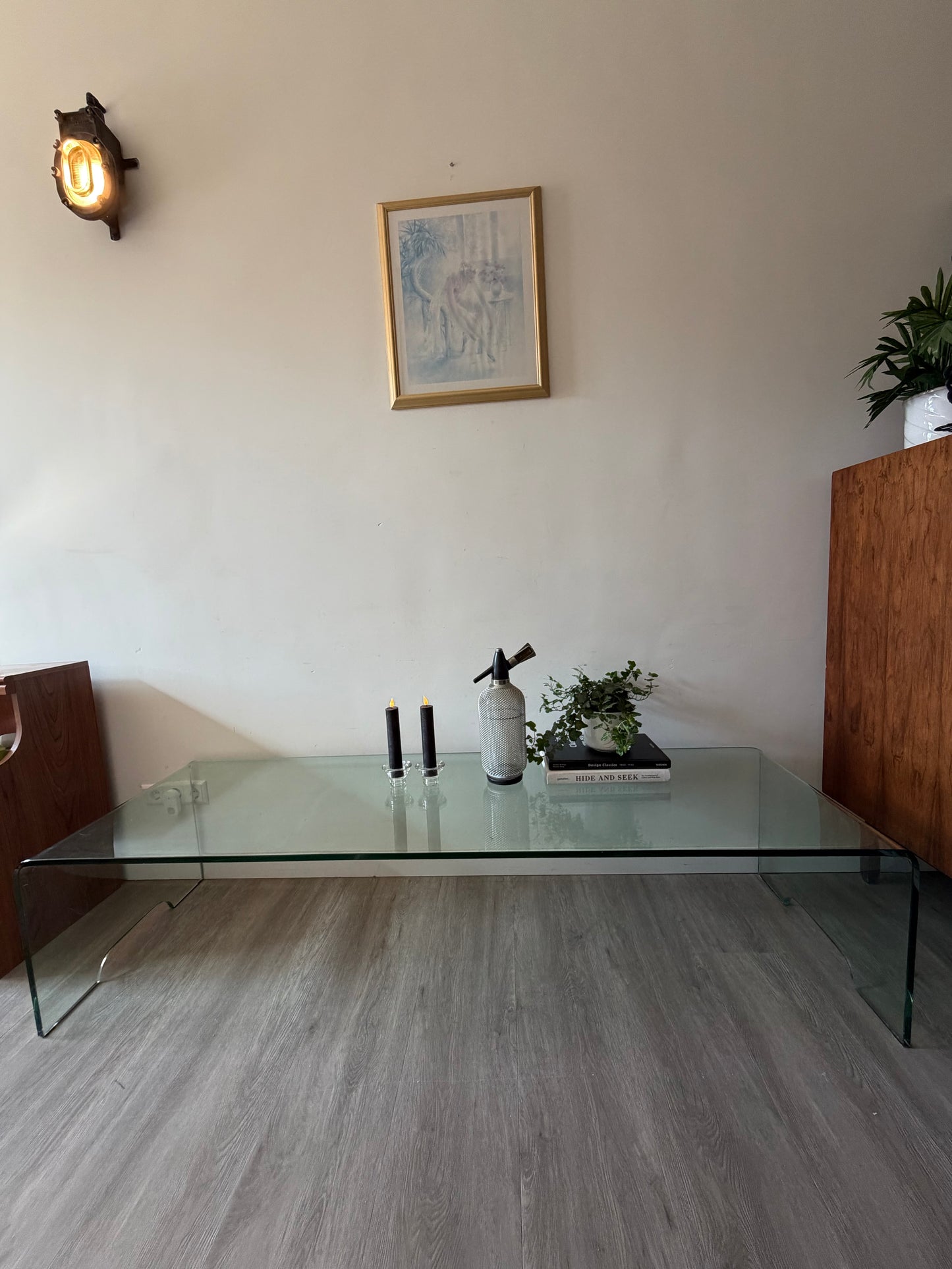Italiaans design minimalistische glazen waterval salontafel