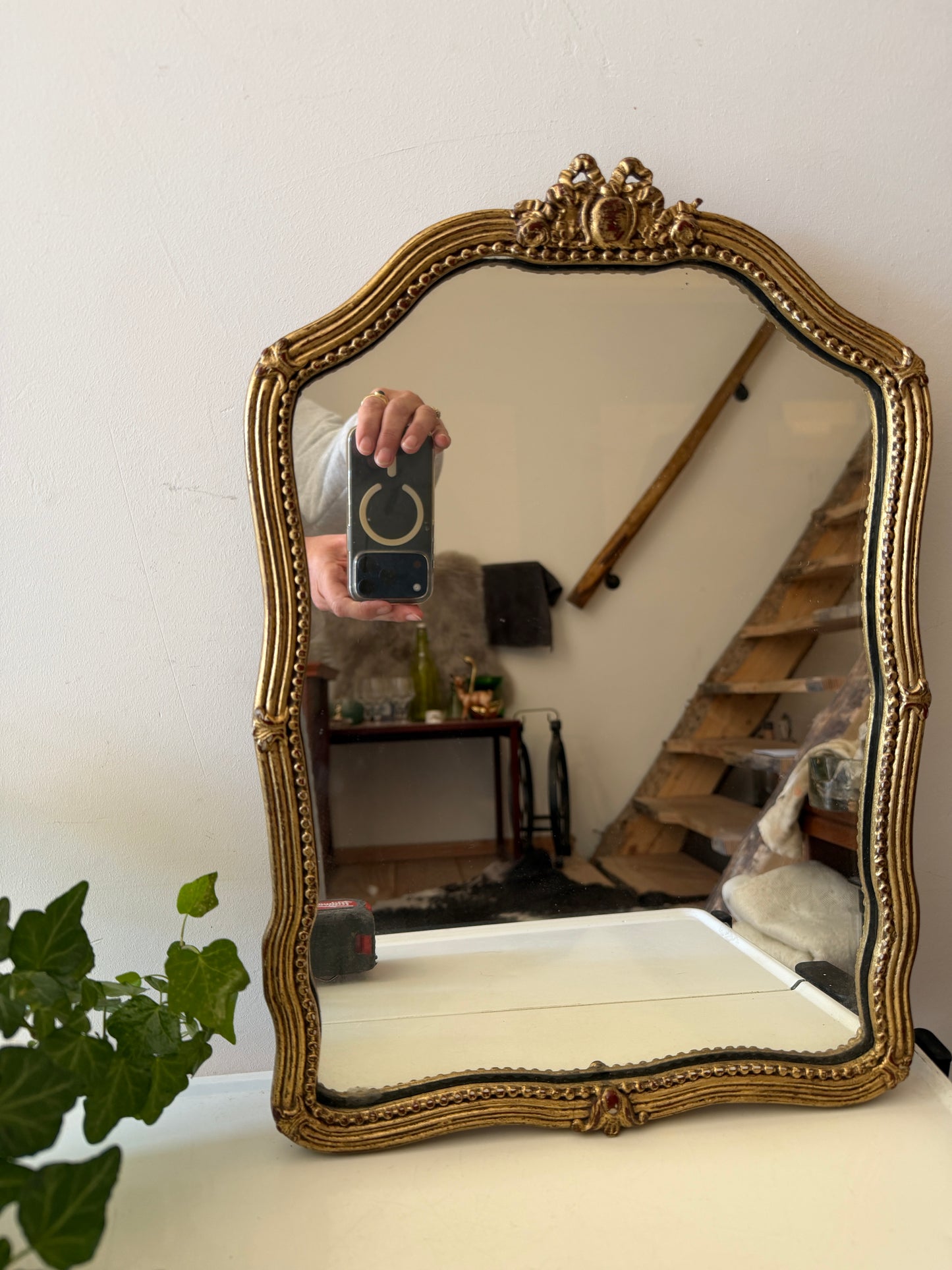 Vintage spiegel met goudkleurige lijst jaren 20