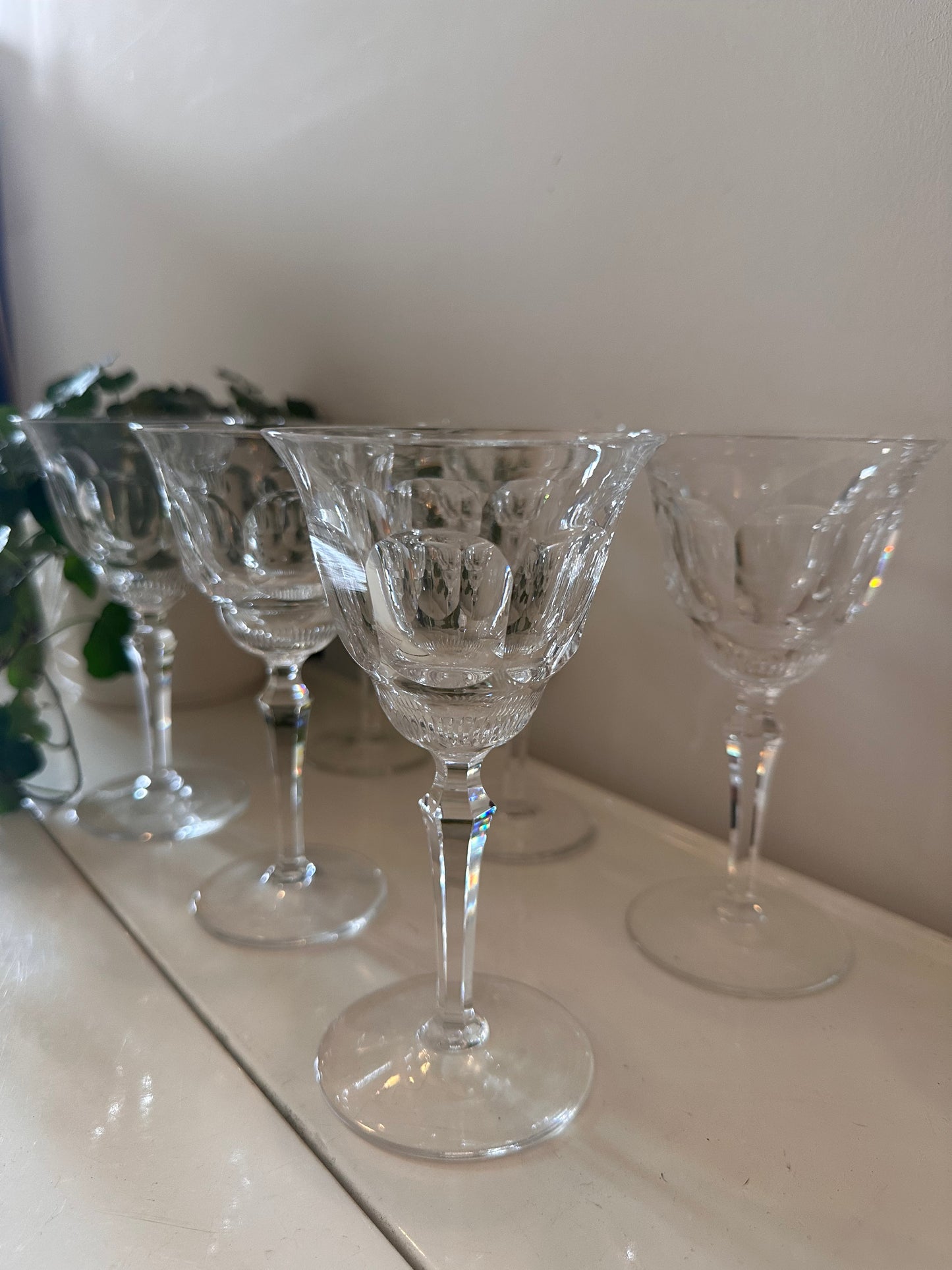 Set van 6 kristallen wijnglazen