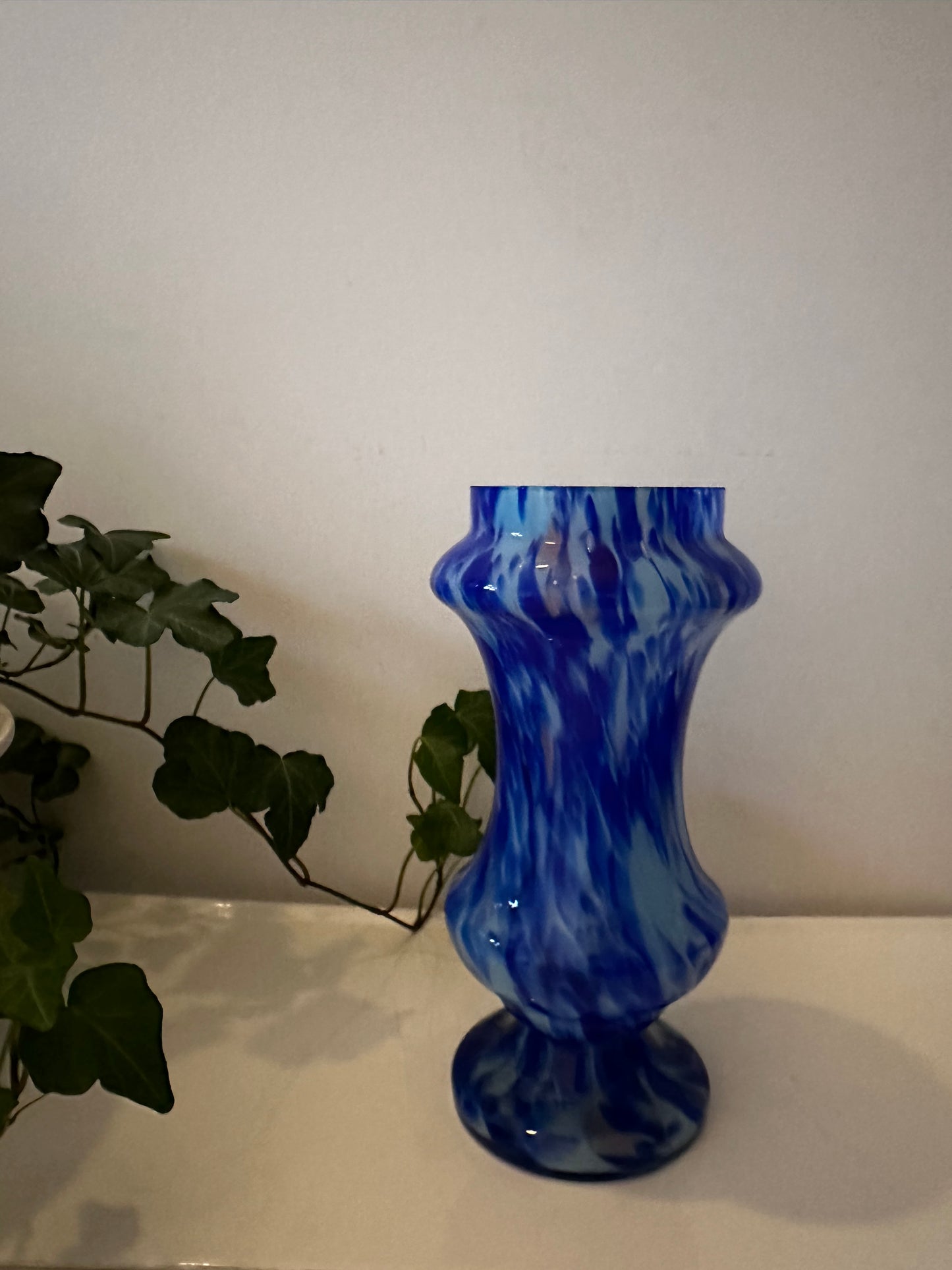 Blauwe vintage Murano glazen vaas