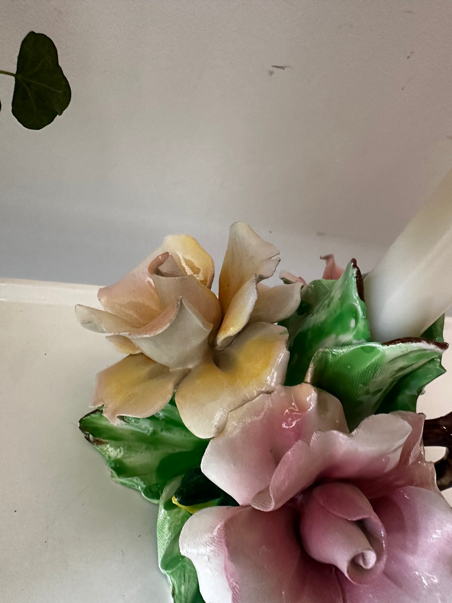 Porseleinen rozen kandelaar vintage