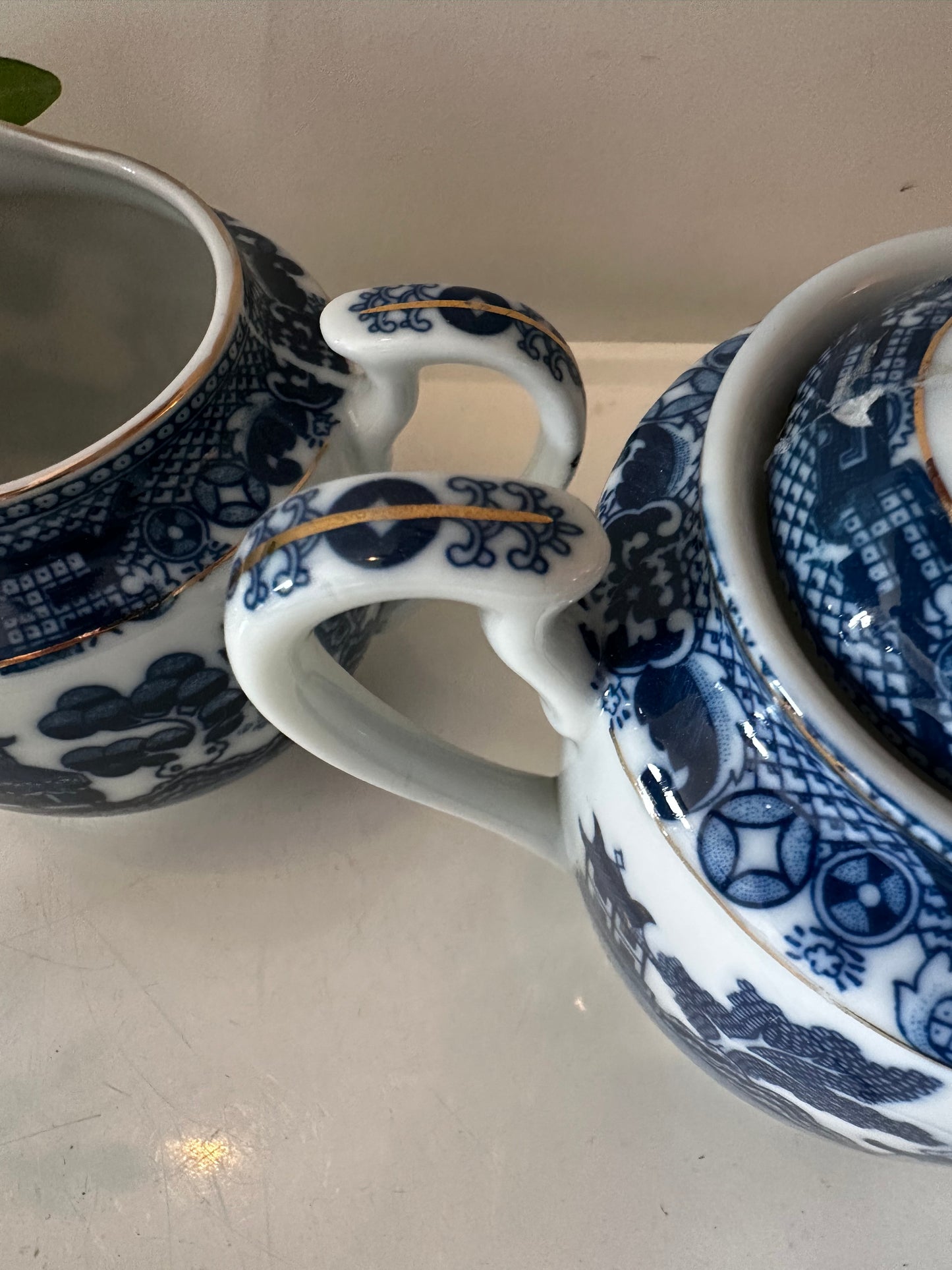 Melk en Suikerpotje blue willow patroon