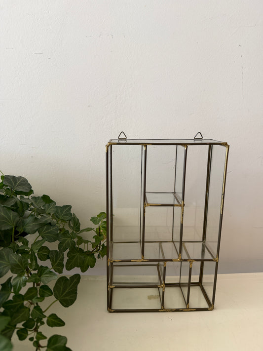 Wand vitrine kastje glas en messing