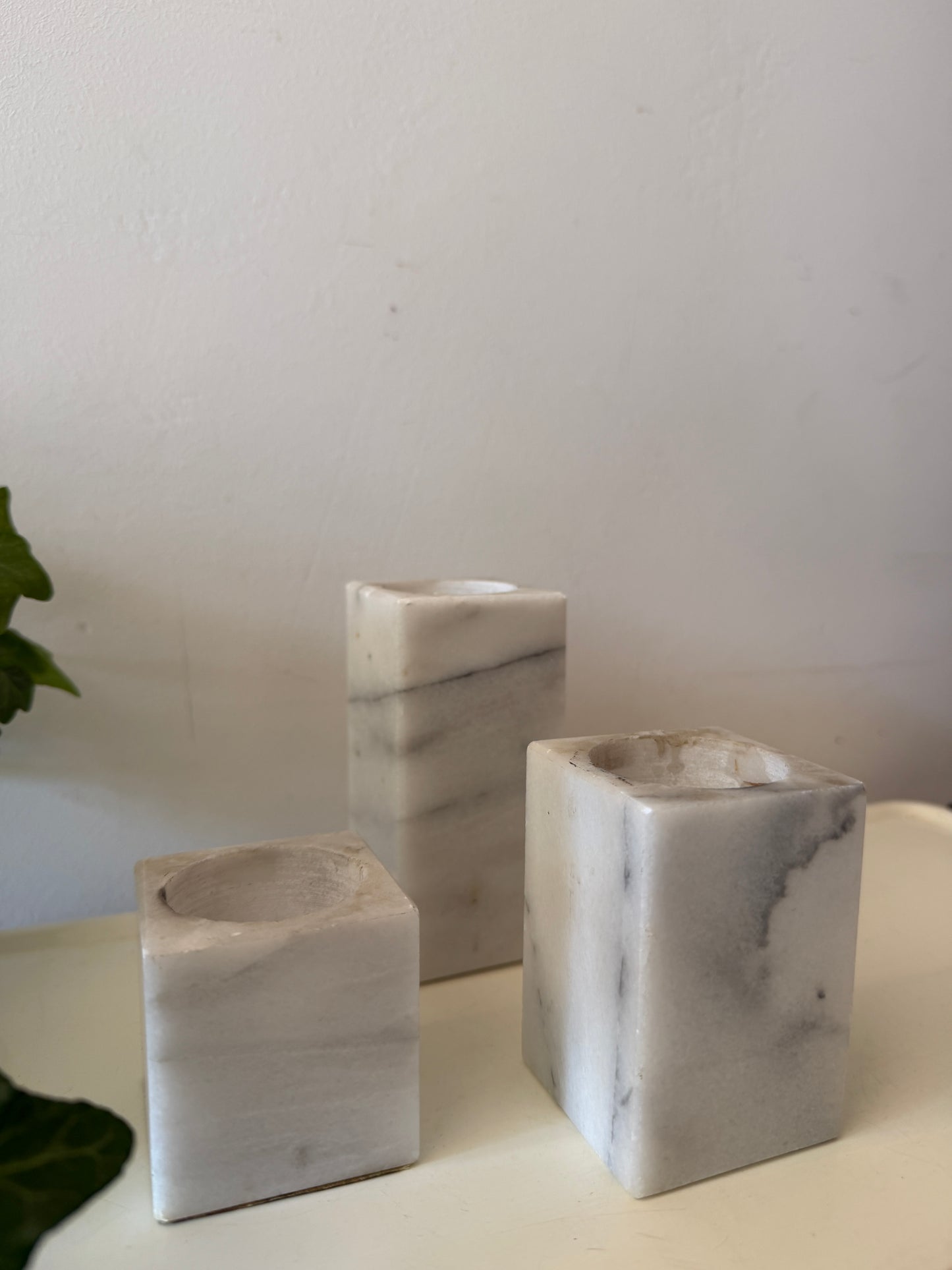 Set van 3 onyx waxinelichthouders