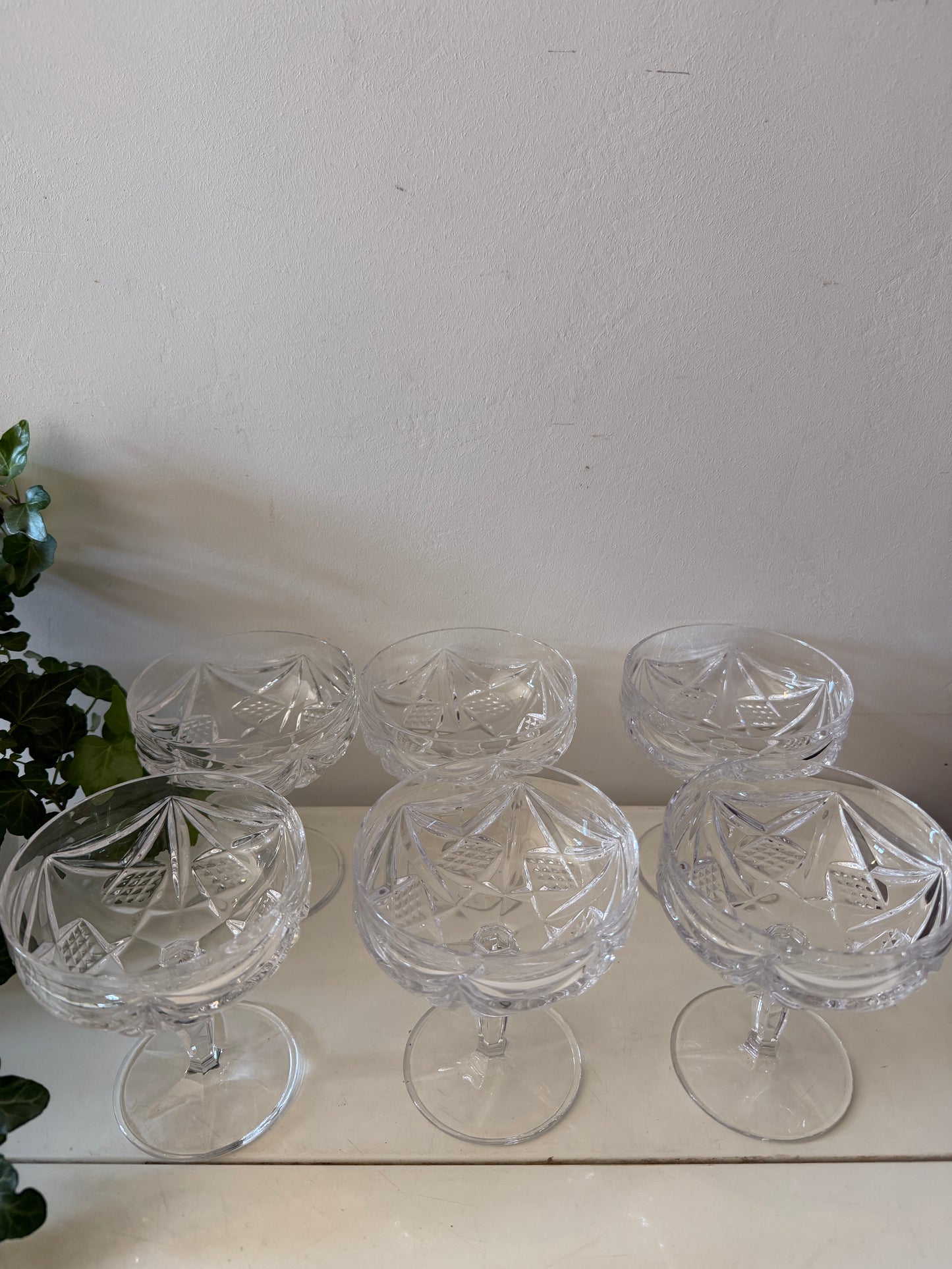 Set van 6 kristallen coupe glazen