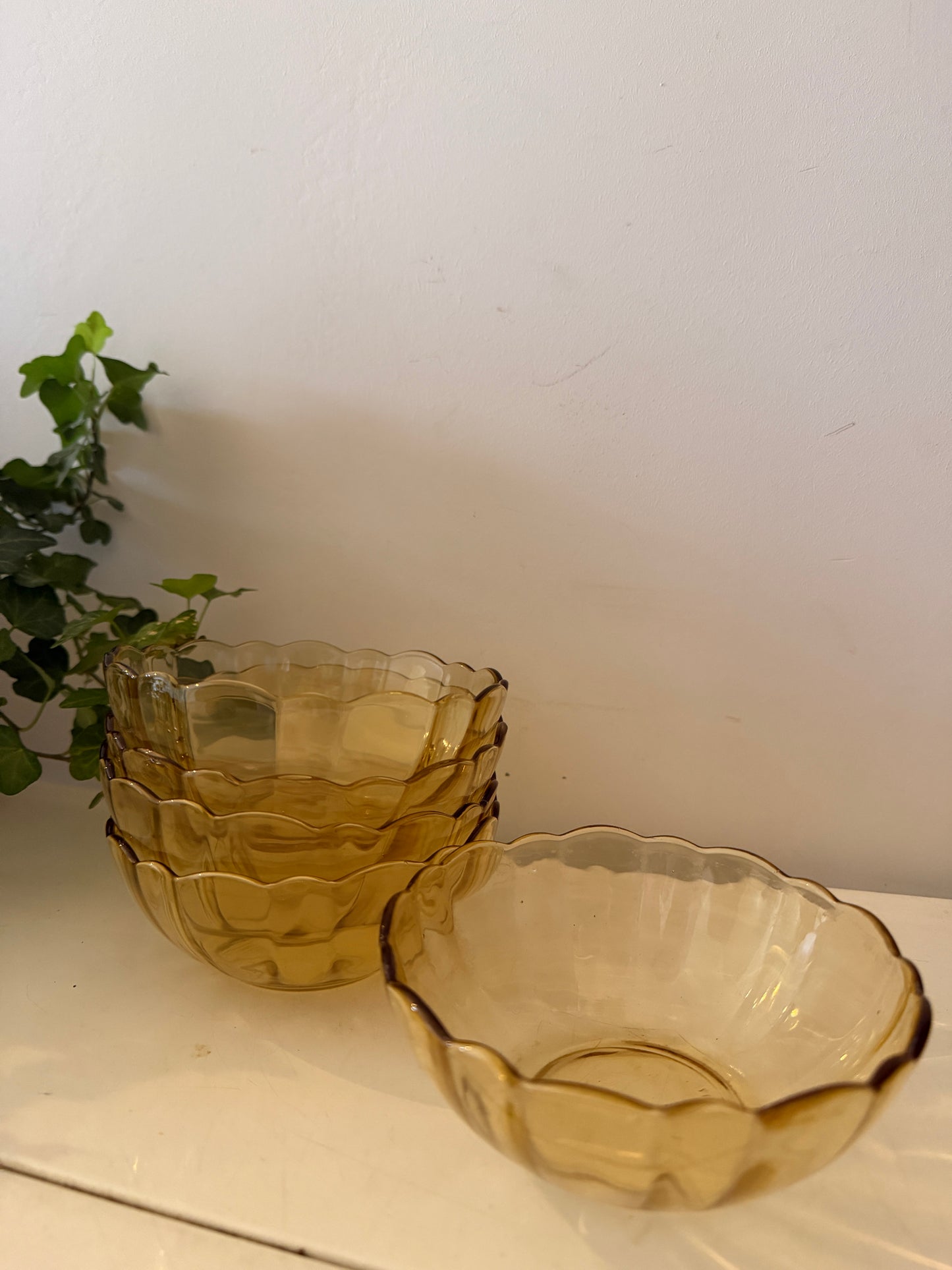 Set van 5 vintage persglazen schaaltjes