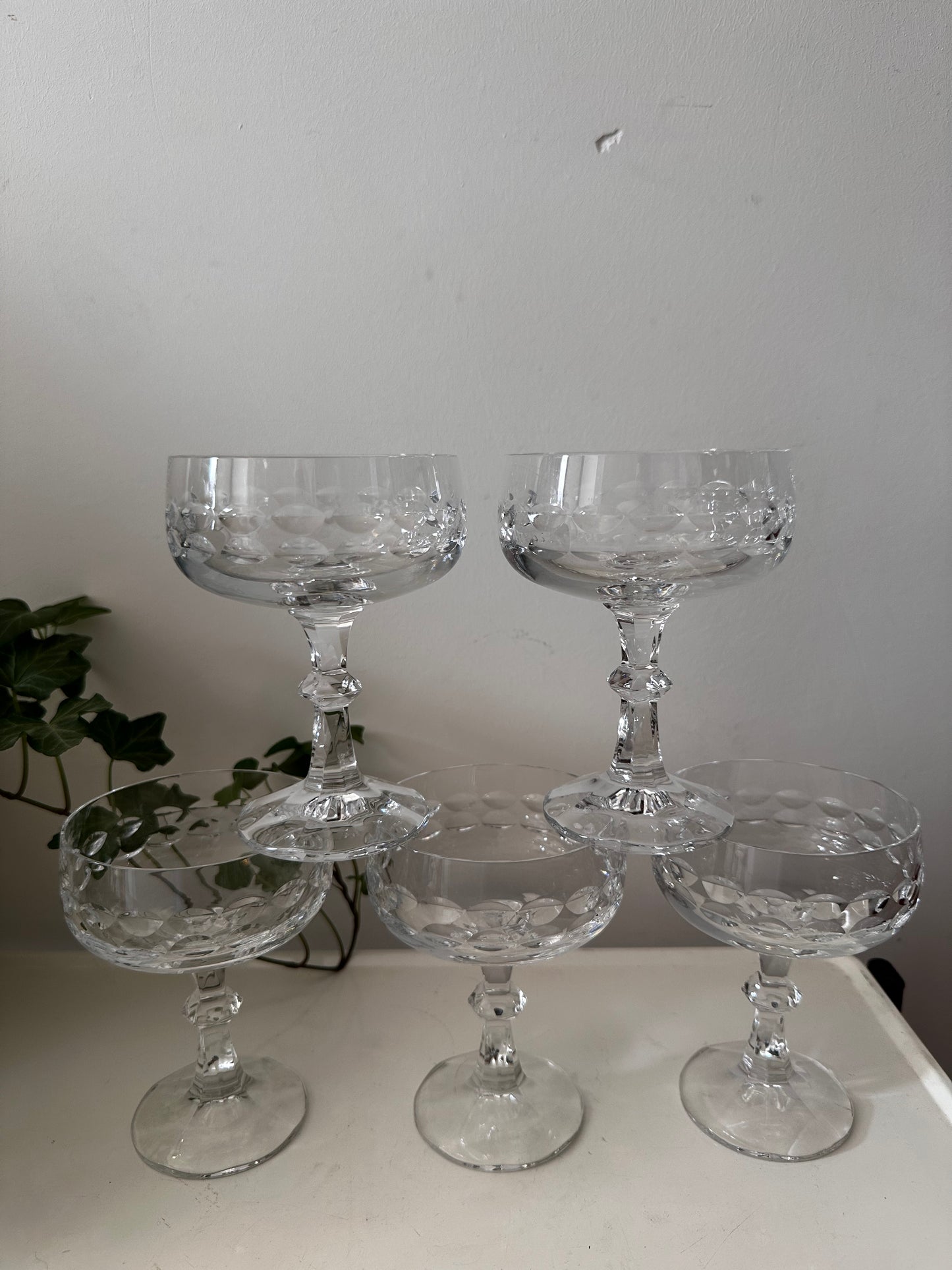 5 delige set coupe champagne glazen kristal