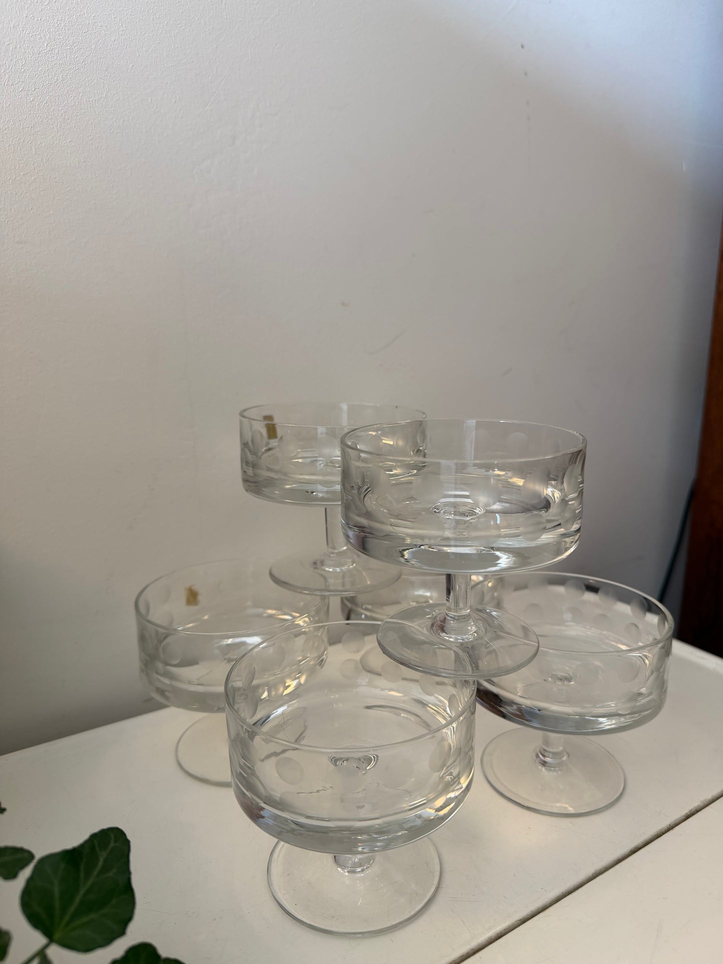 Set van 6 kristallen coupe glazen