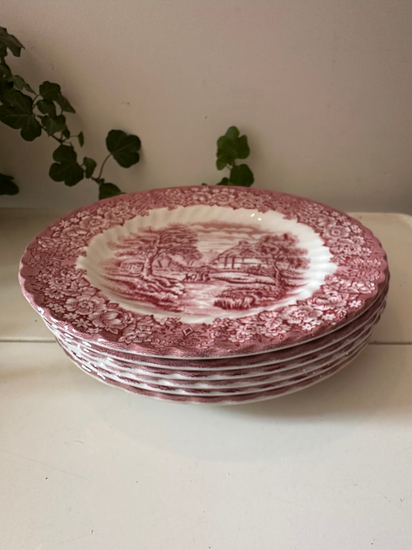 British ankor rood wit porseleinen ontbijtbordjes