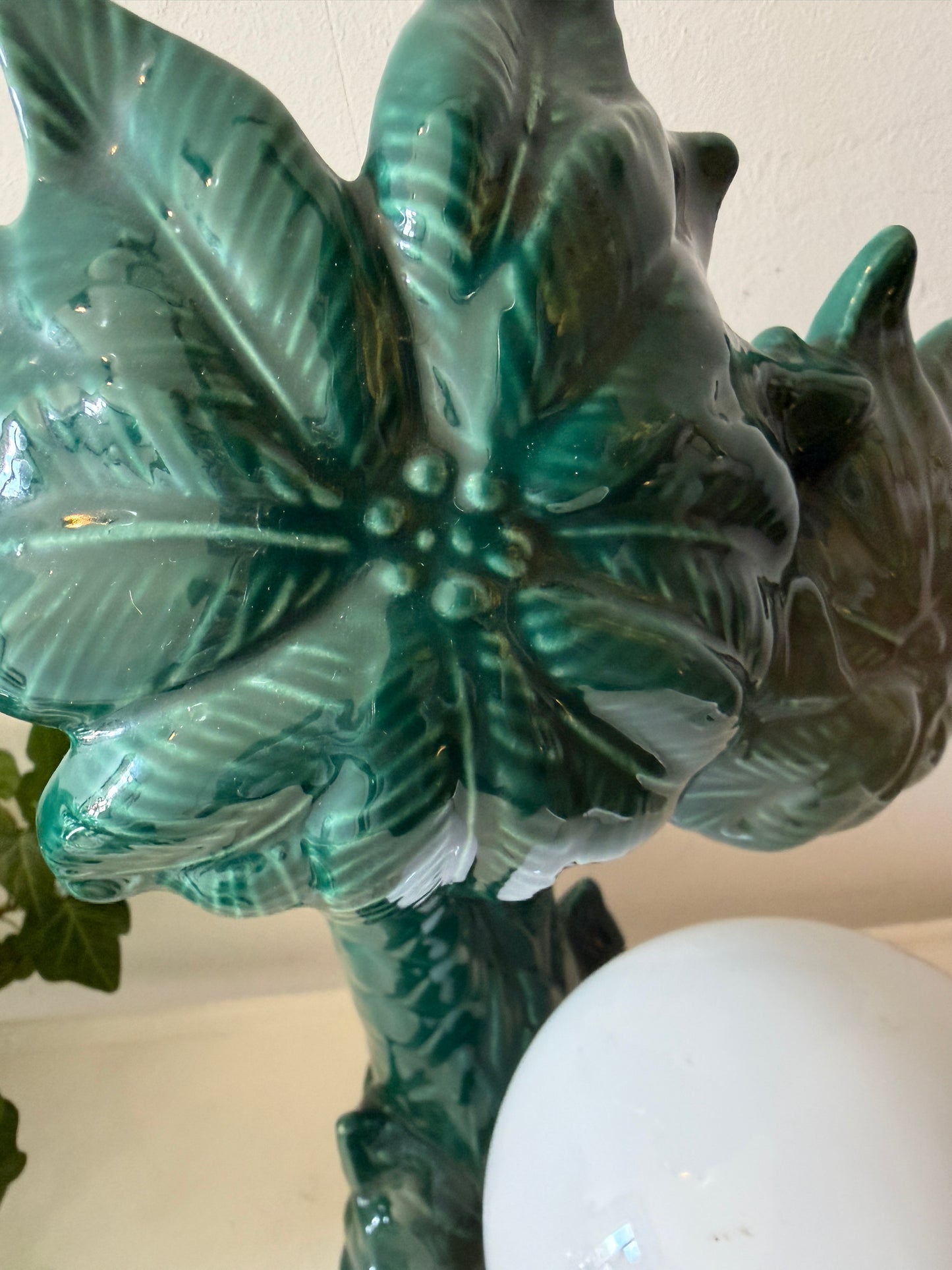 Vintage palmbomen lamp met glazen bol