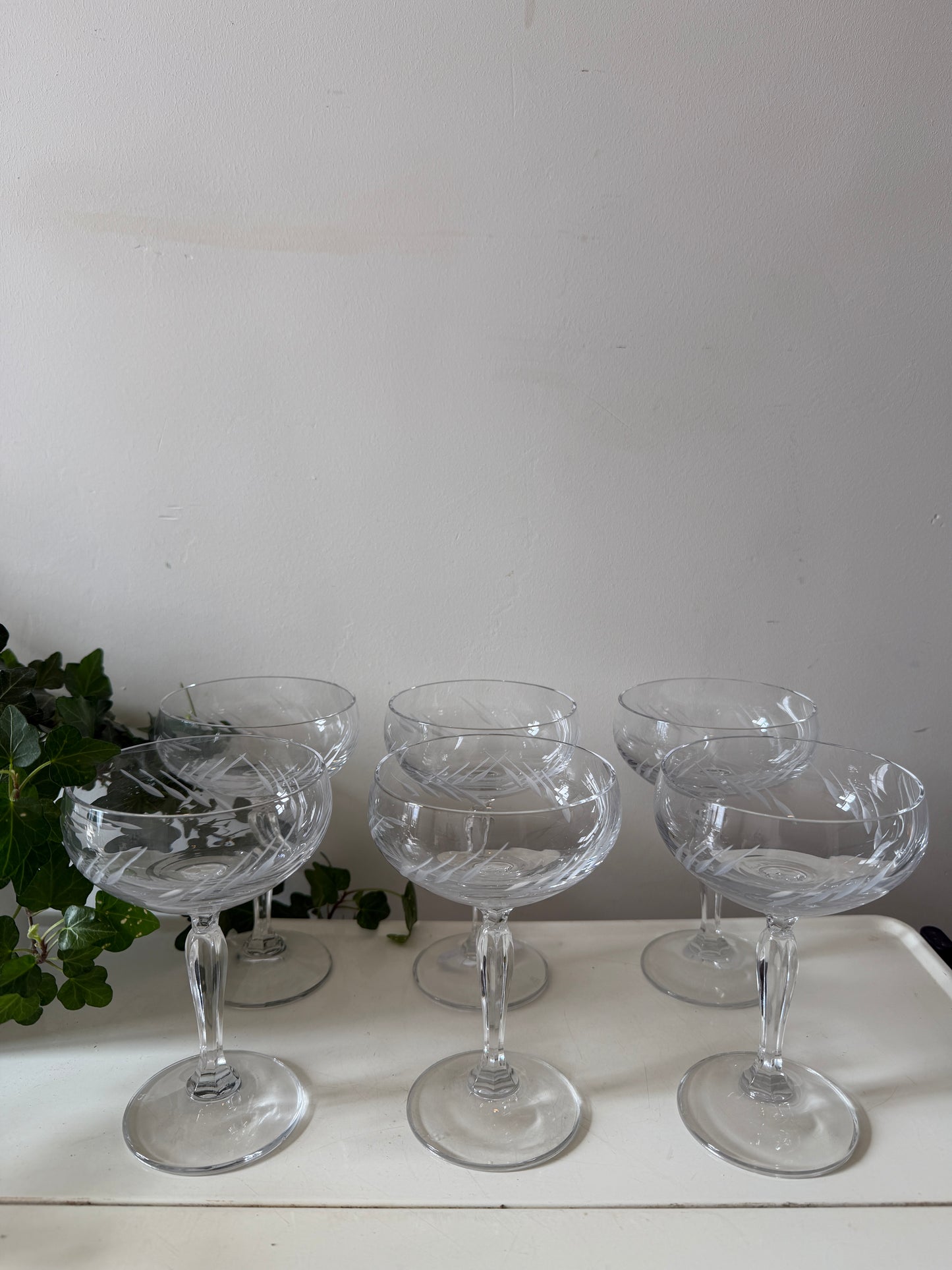 Set van 6 kristallen coupe champagne glazen