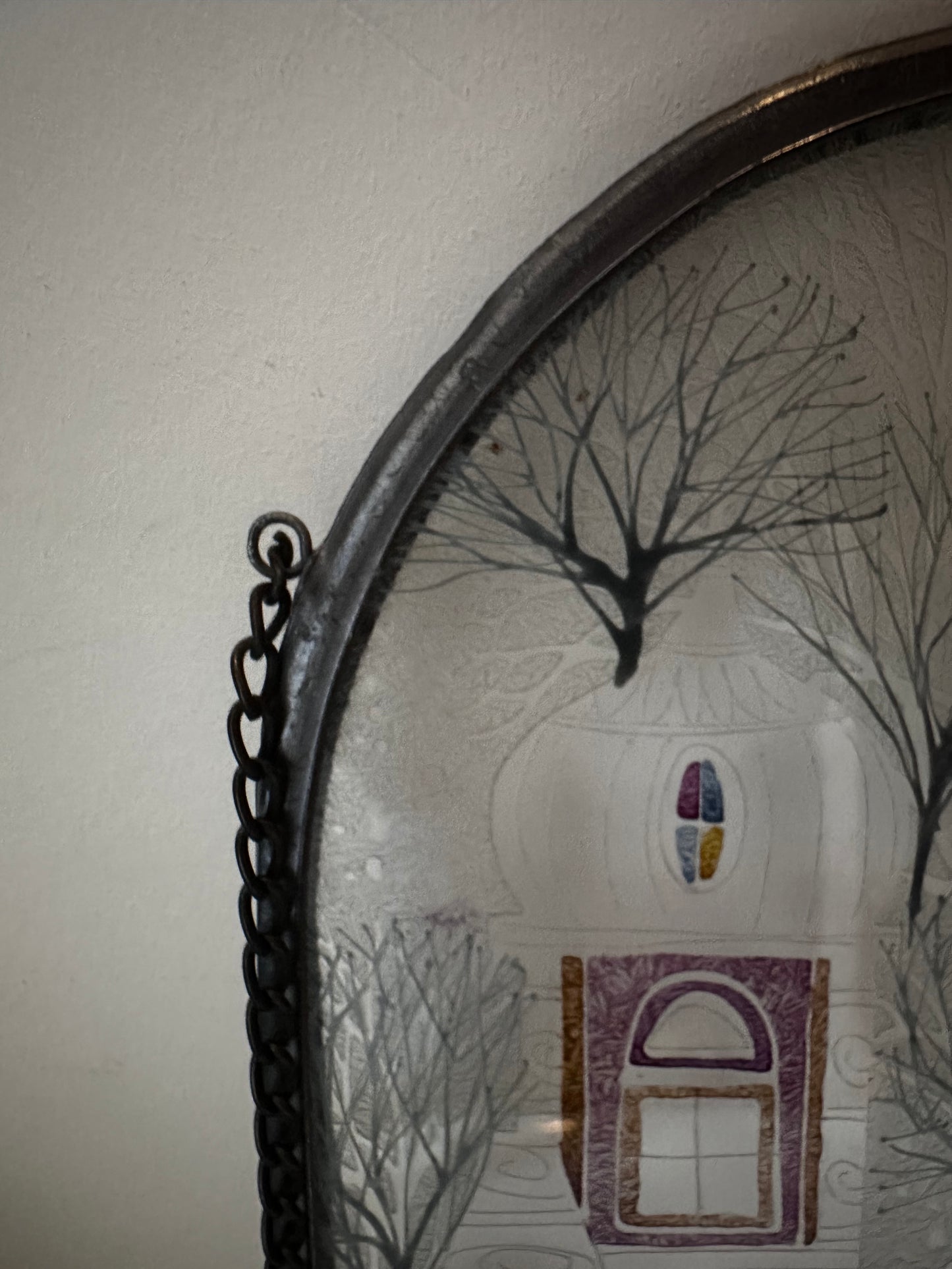 Vintage glazen met lood raamhanger