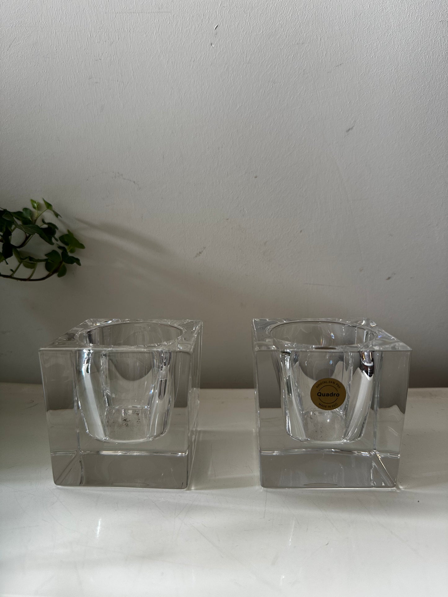 Set van 2 kristallen kandelaars