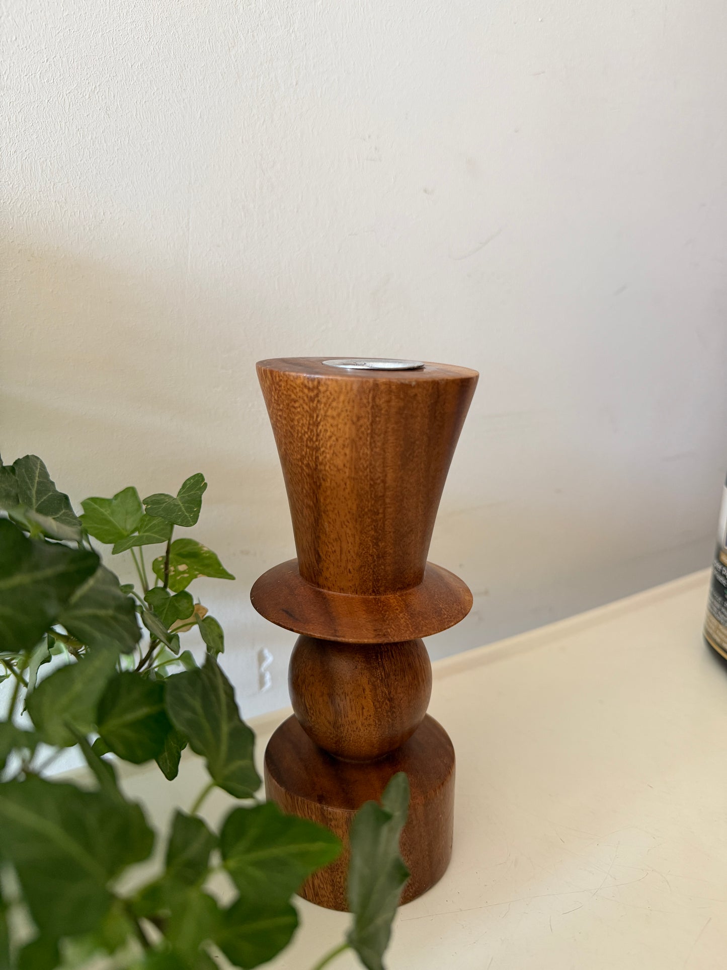 Houten Mid Century kandelaar
