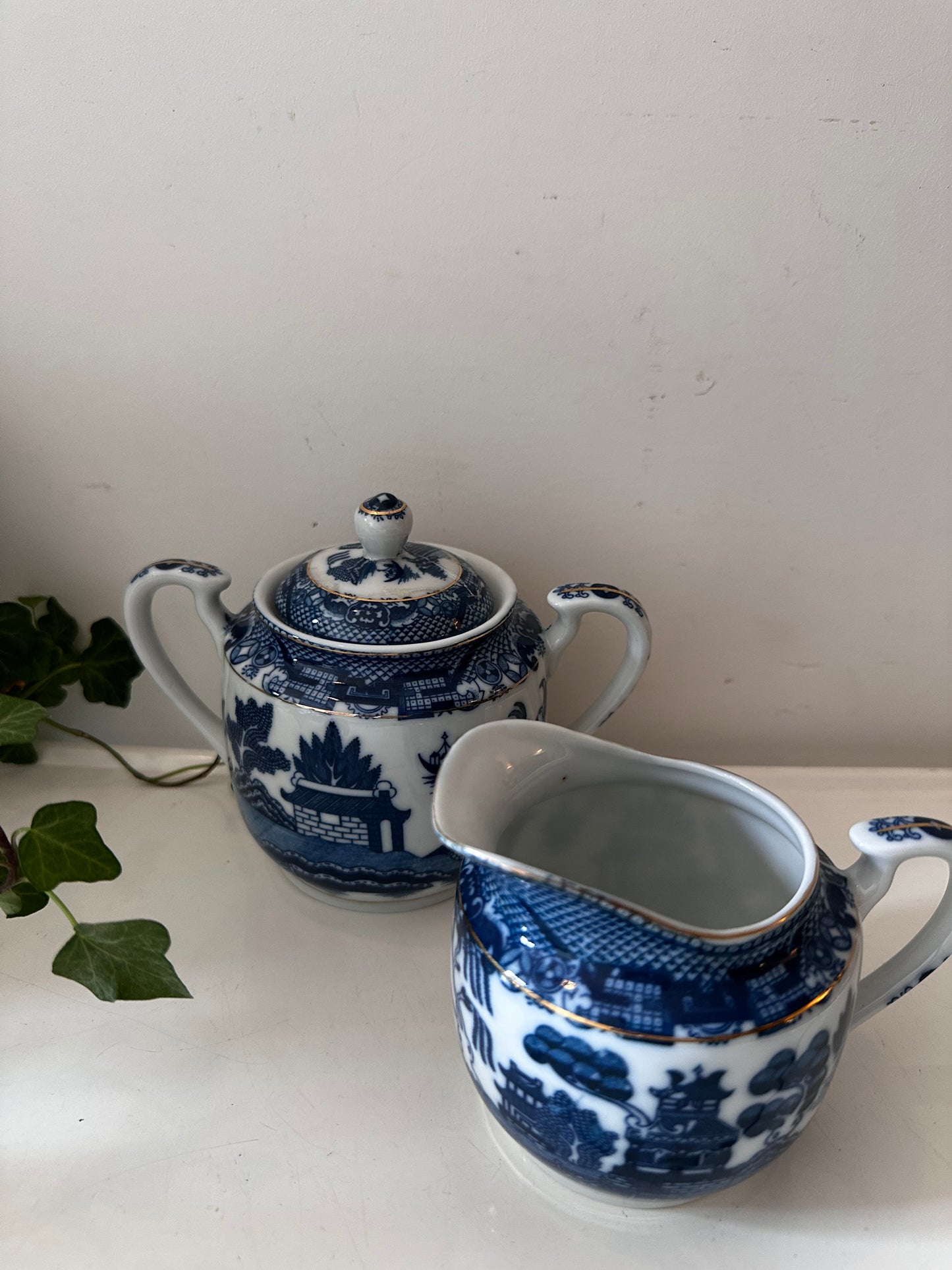 Melk en Suikerpotje blue willow patroon