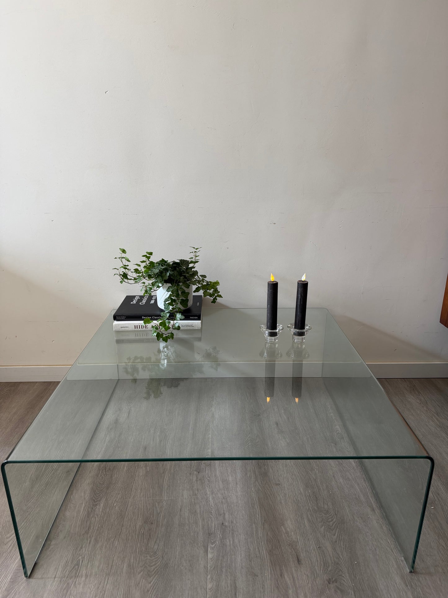 Waterfall glazen Mid Century salontafel