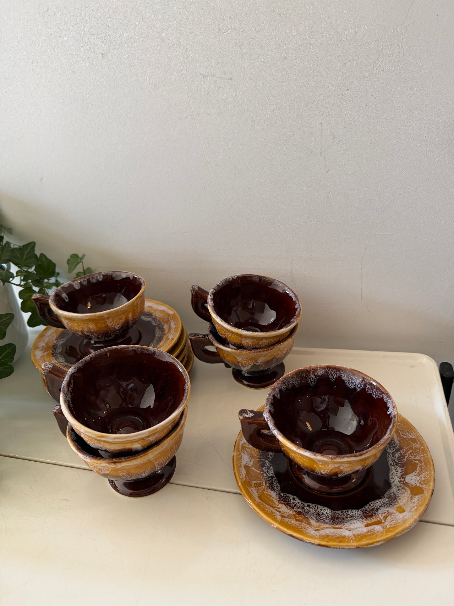 Set van 6 kop en schotels mid century