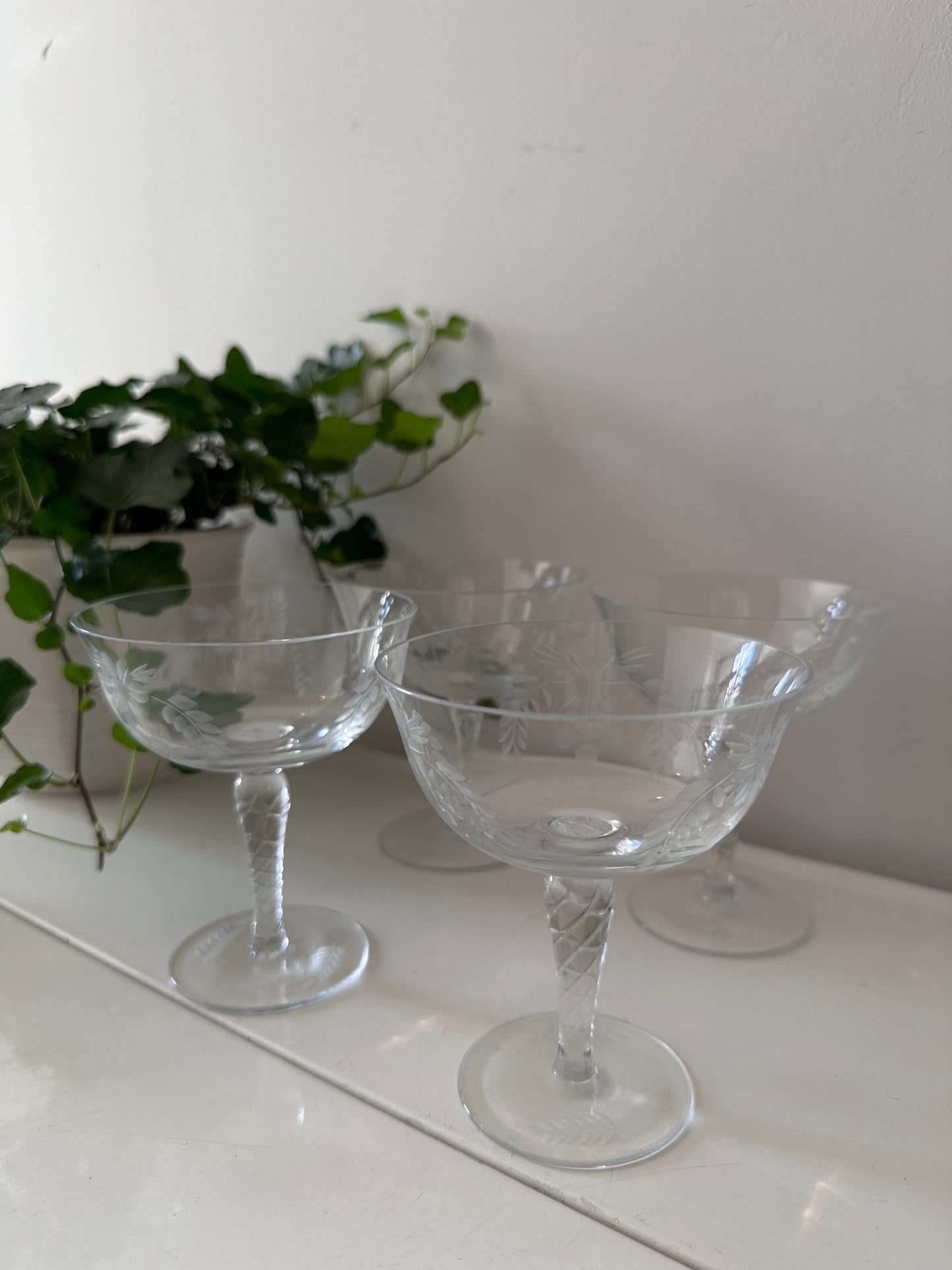 4 kristallen coupe champagne glazen