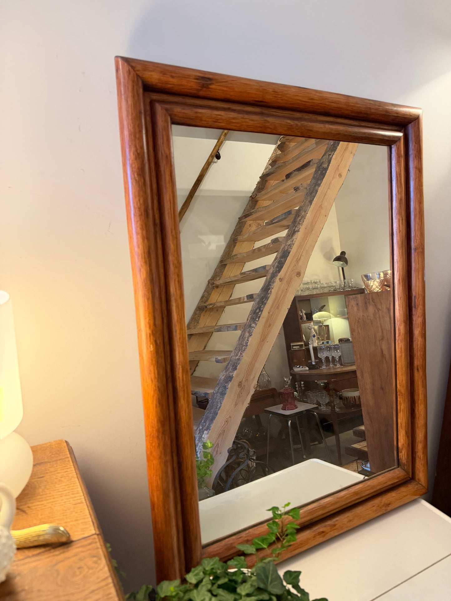 Jaren 80 spiegel met houten lijst