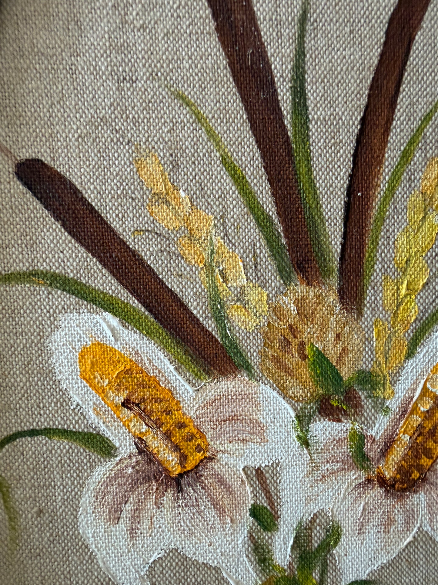 Geschilderd wanddoek met boeket