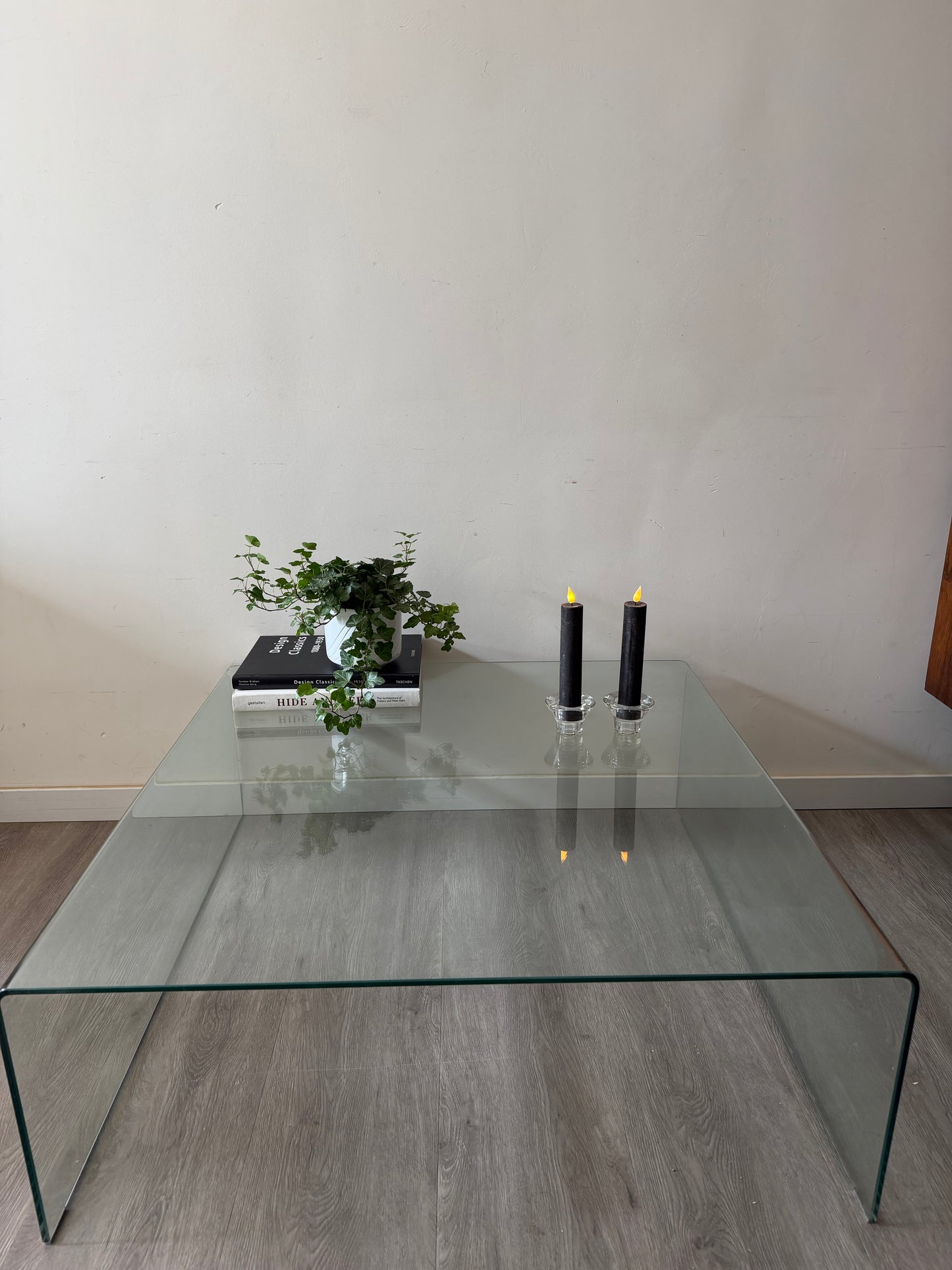 Waterfall glazen Mid Century salontafel
