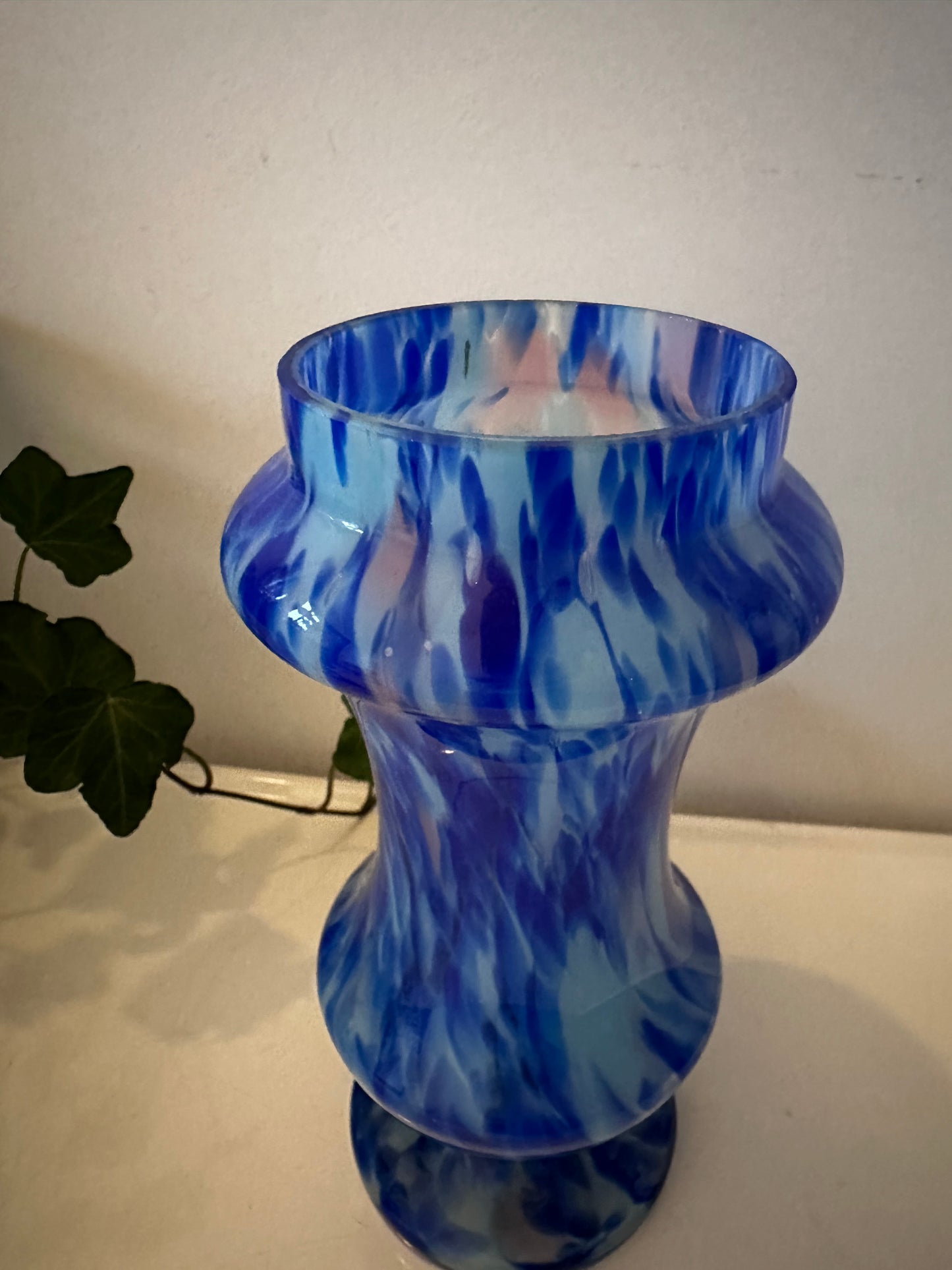 Blauwe vintage Murano glazen vaas